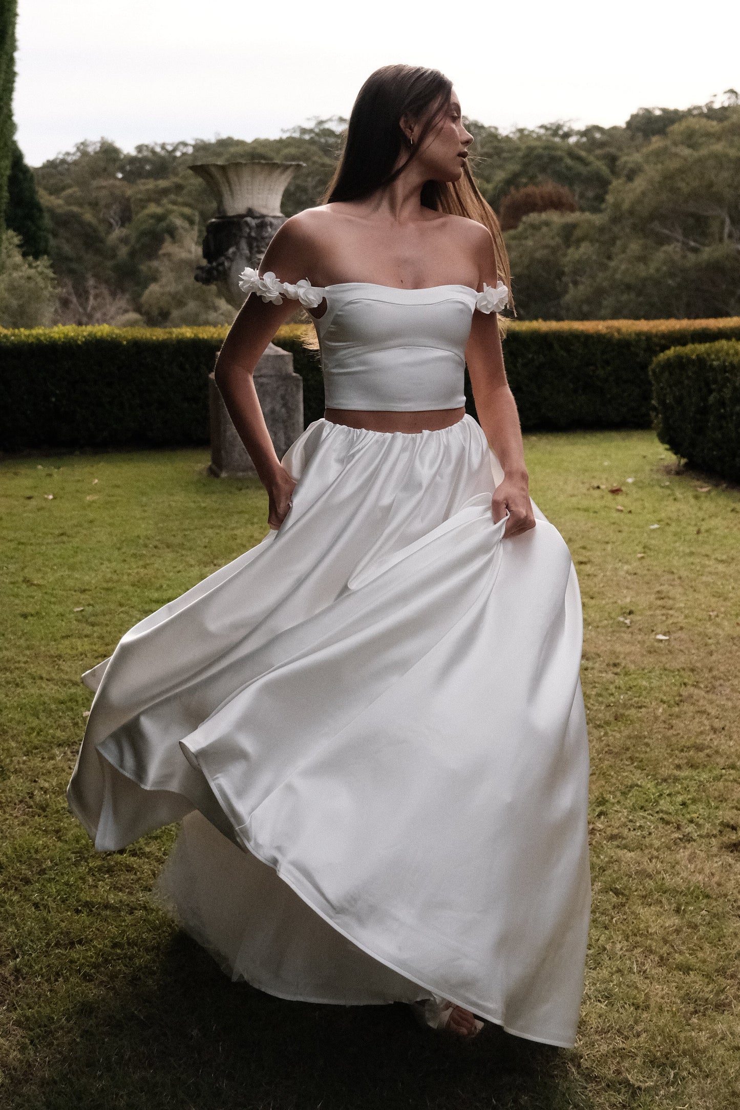 Jupe Maxi Satin Kelsey - Blanche