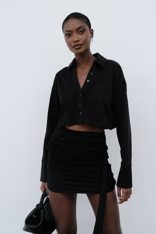 Chemise à boutons en coton Julianna - Noir