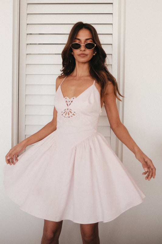 Mini-robe en coton Muriel avec crochet - Rose poudré