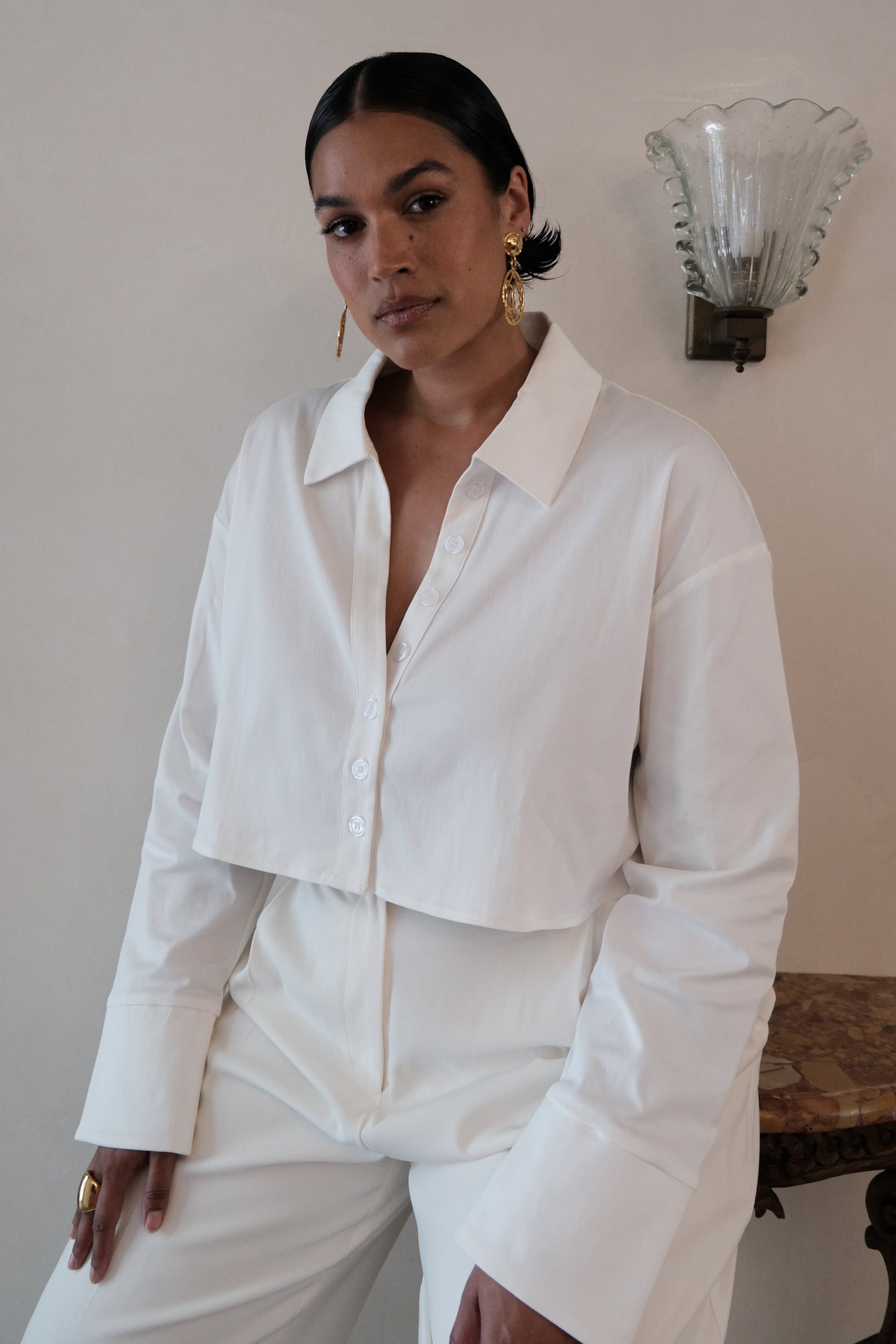 Chemise à boutons en coton Julianna - Blanc