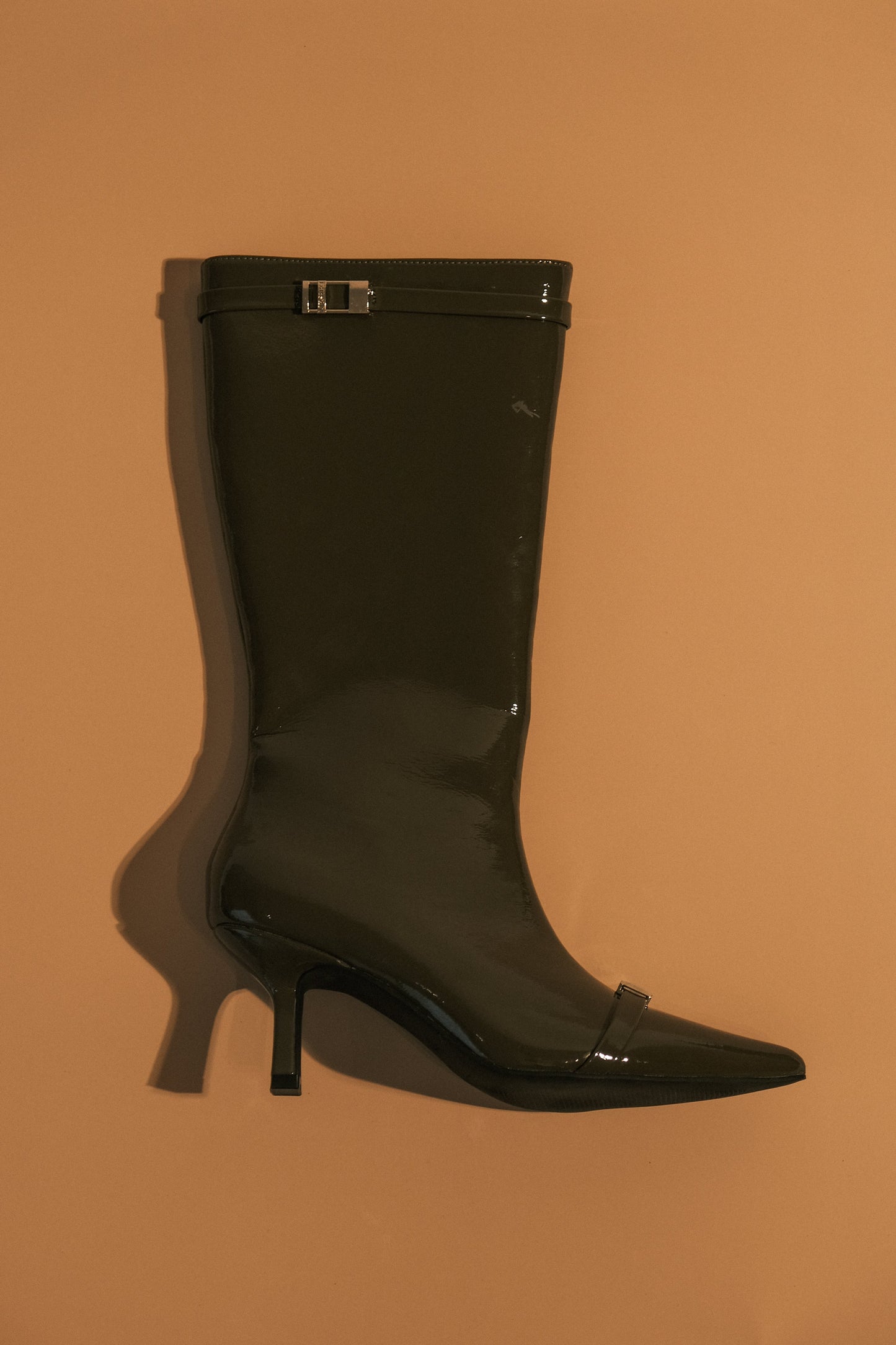 Botte à boucle en simili cuir verni Astra - Khaki