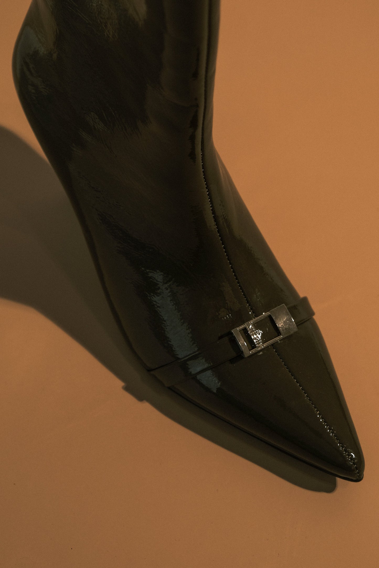 Botte à boucle en simili cuir verni Astra - Khaki