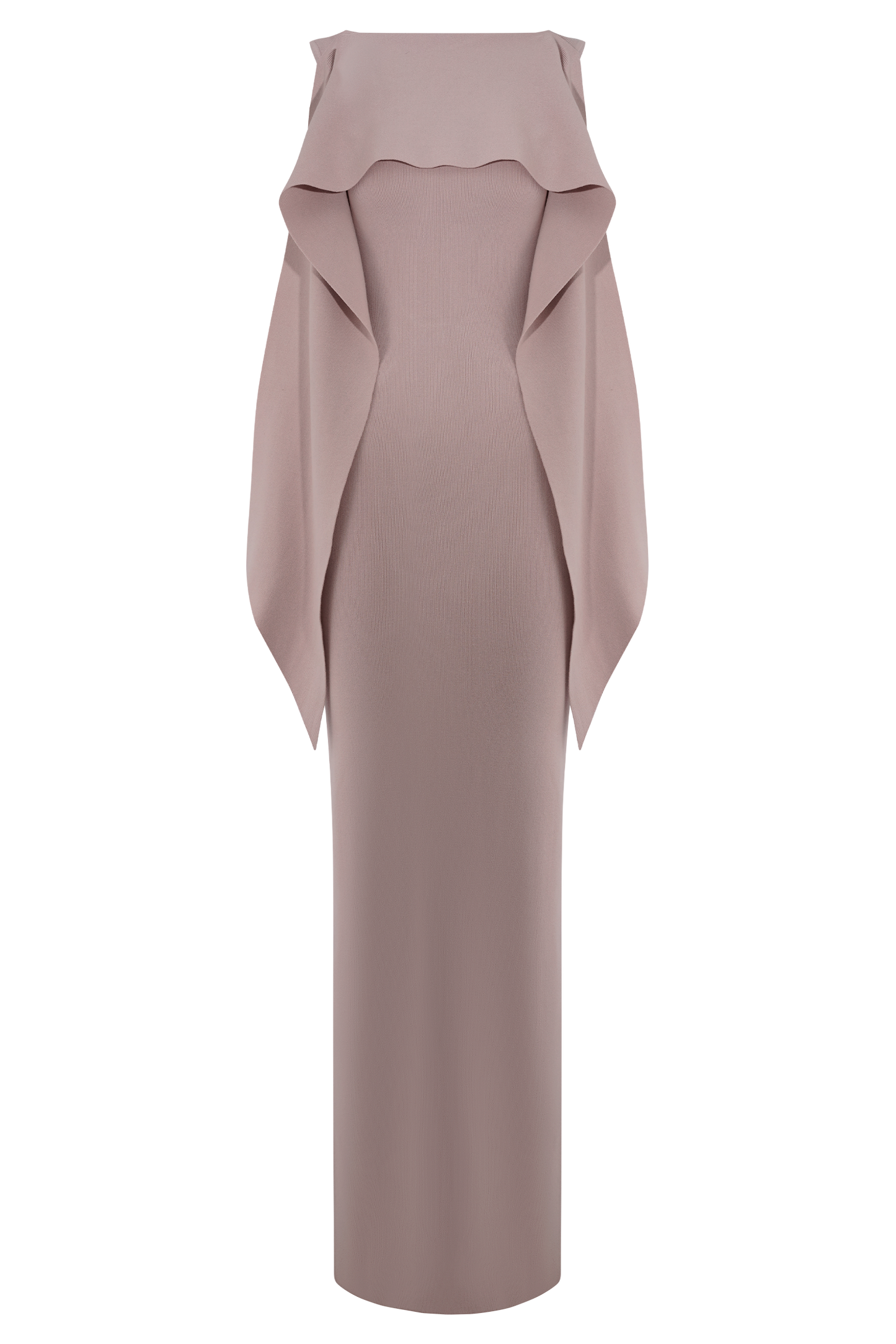 Robe Maxi en Tricot Darby avec Écharpe - Rose Pâle