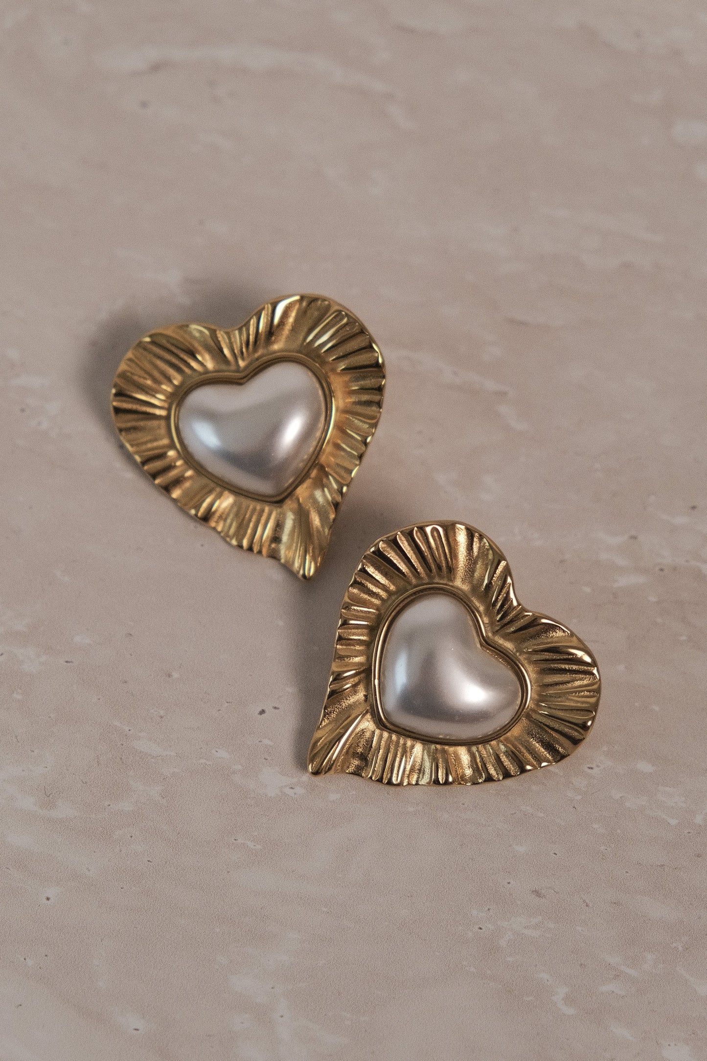 Boucles d'oreilles perles "Cœur à Cœur" - Or