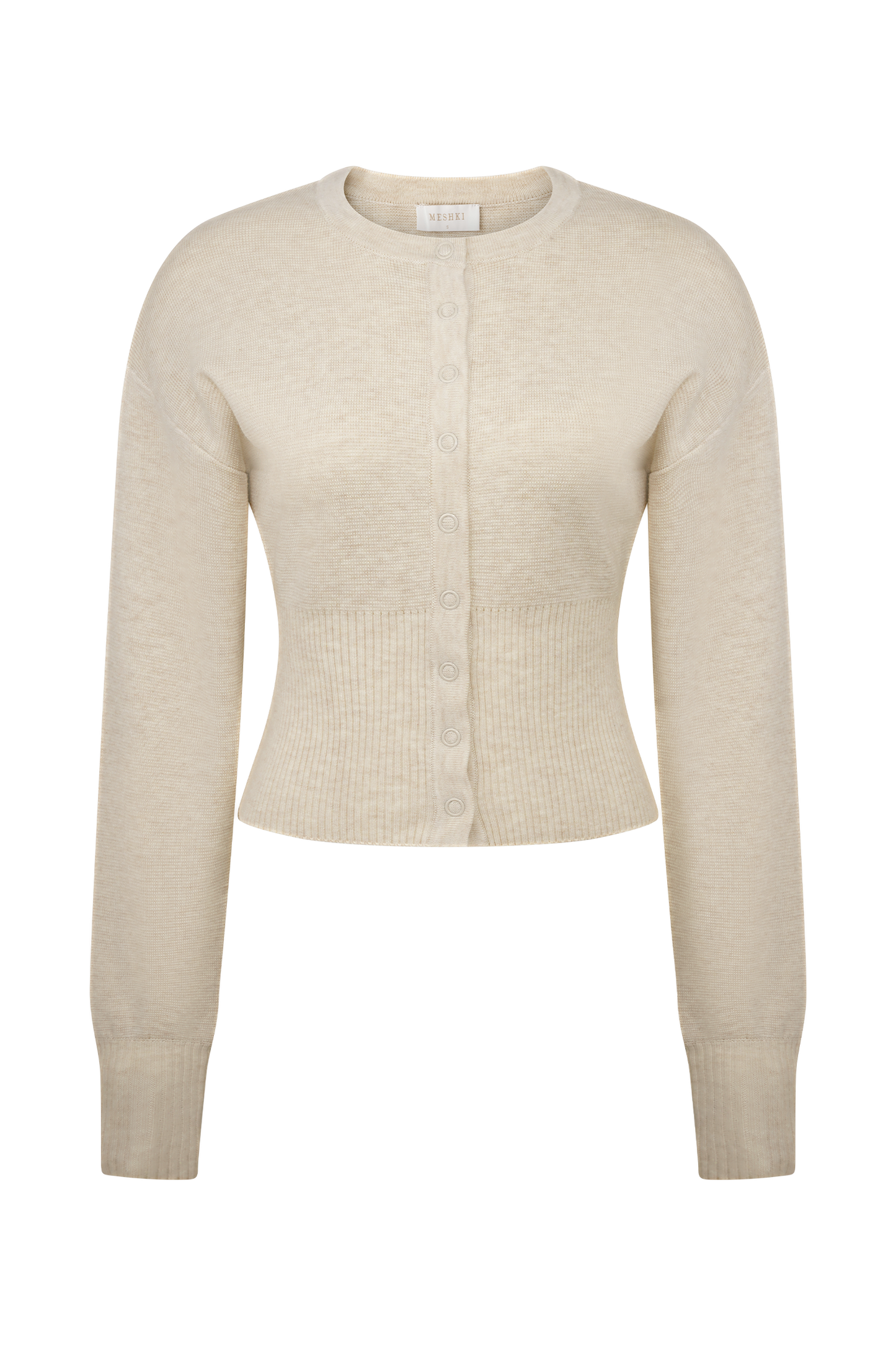 Cardigan en tricot à boutons Ferne - Gris avoine chiné