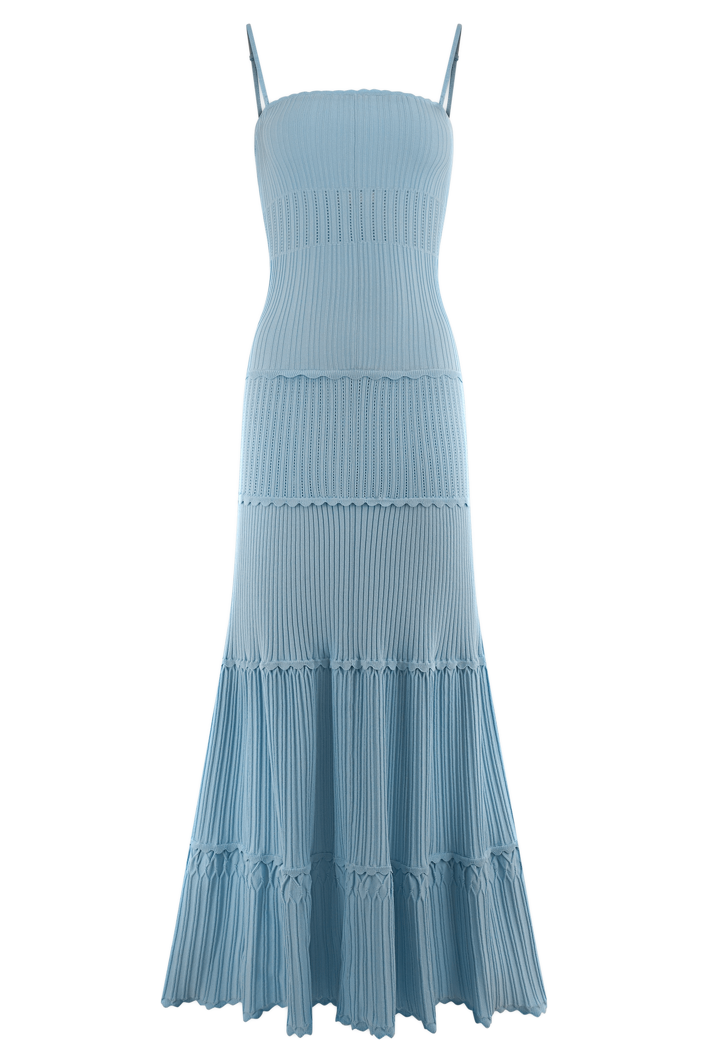 Robe Maxi en Tricot Pointelle Finley - Bleu Bleuâtre