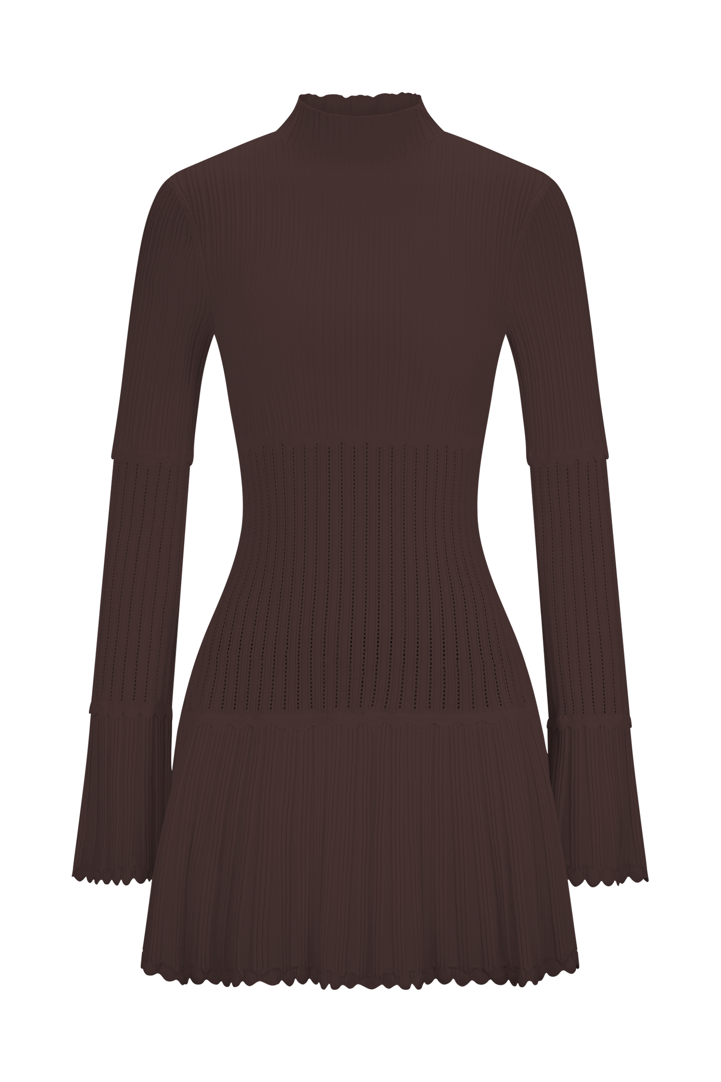 Mini-robe en tricot côtelé Adena - Chocolat