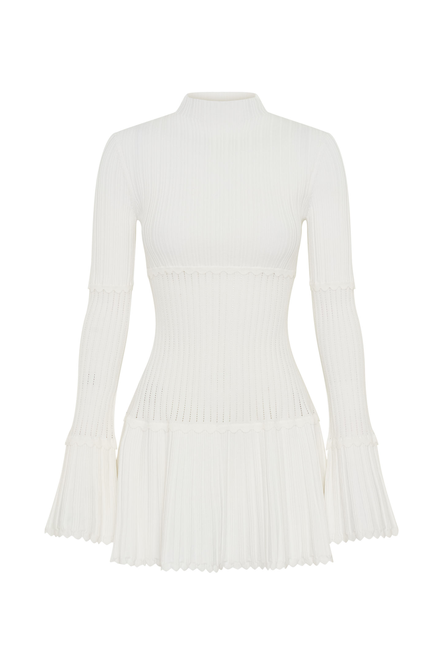 Robe mini en jersey côtelé Adena - Ivoire
