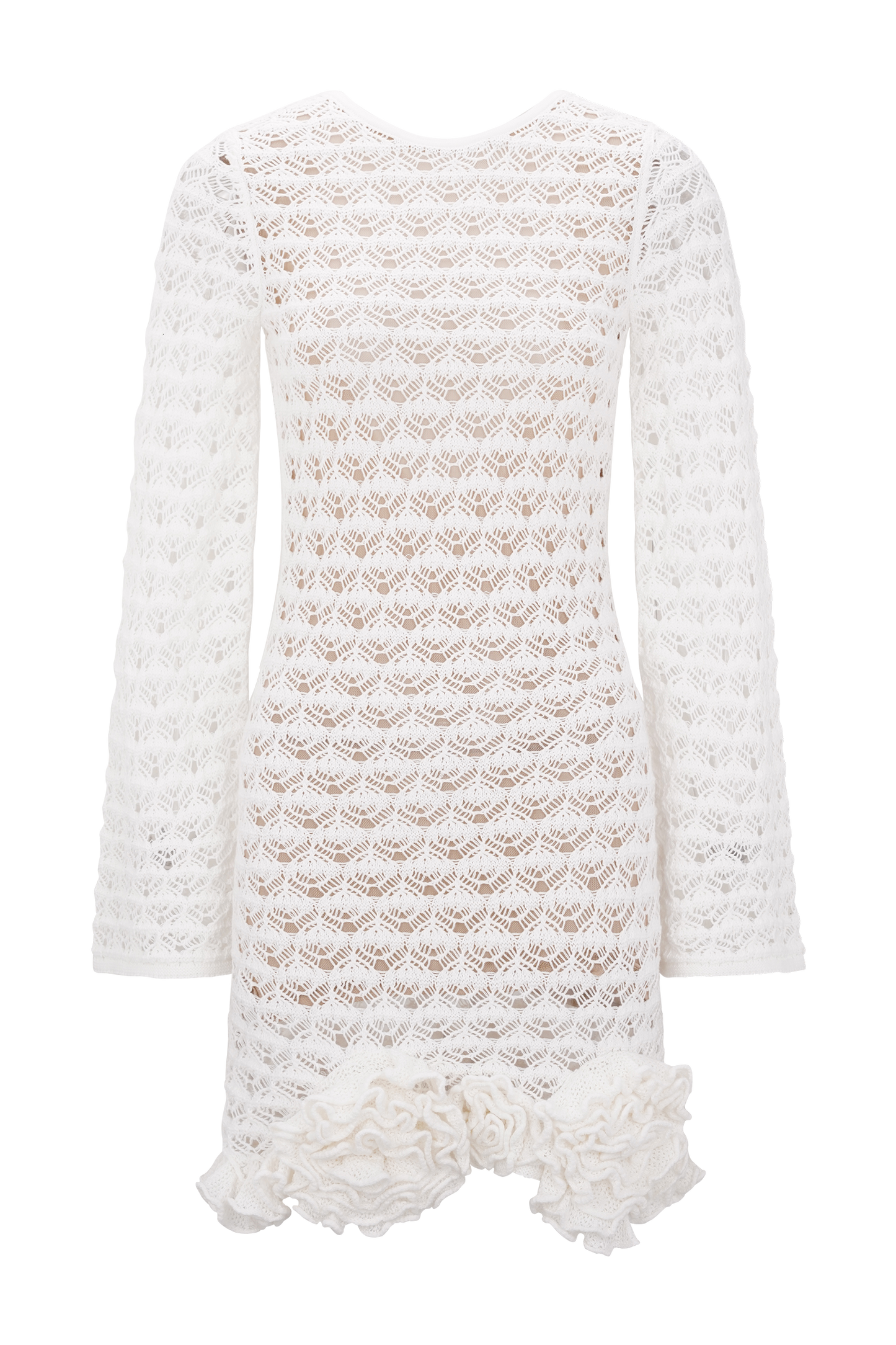 Robe mini crochet à volants Aileen - Ivoire
