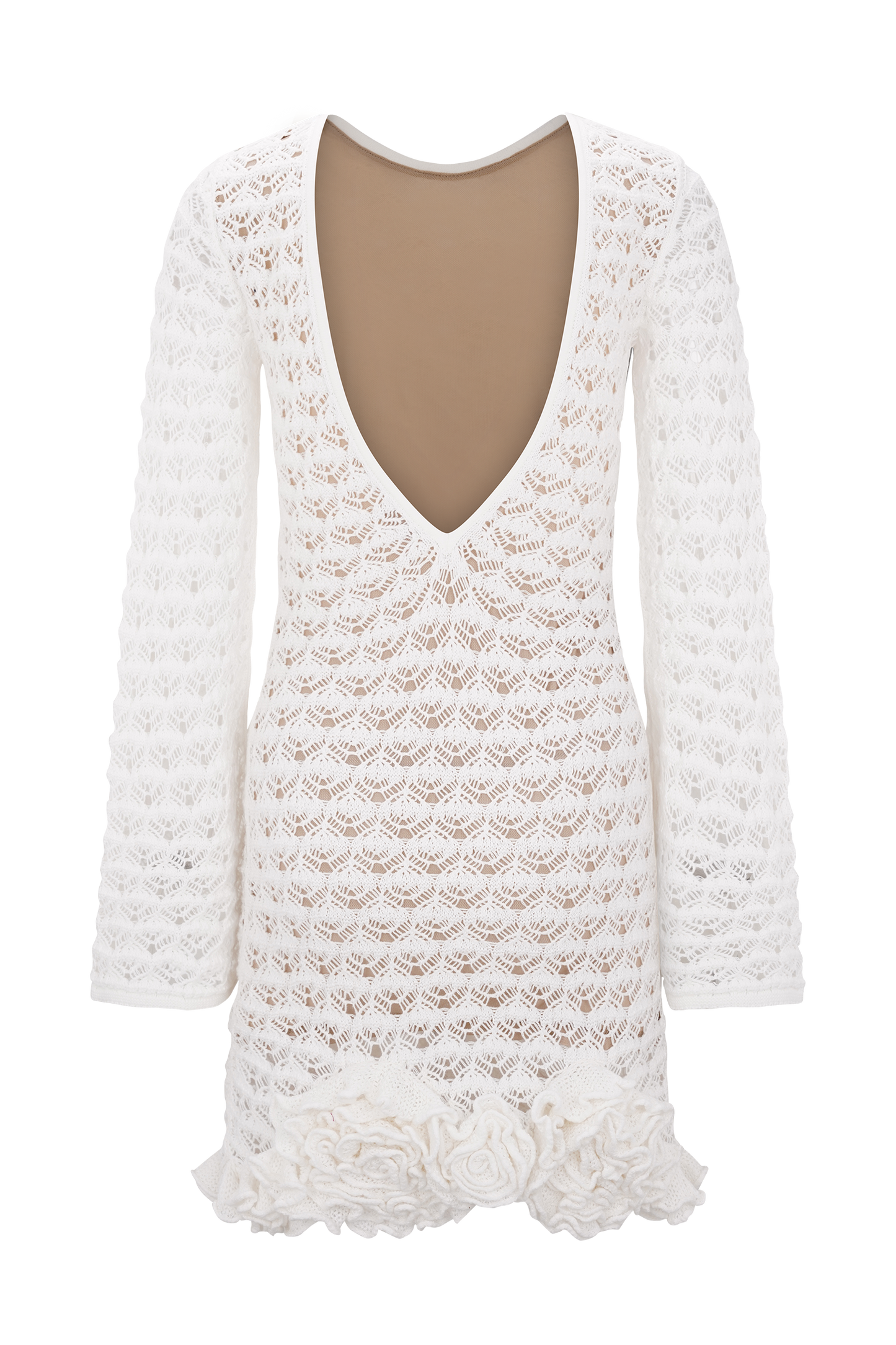 Robe mini crochet à volants Aileen - Ivoire