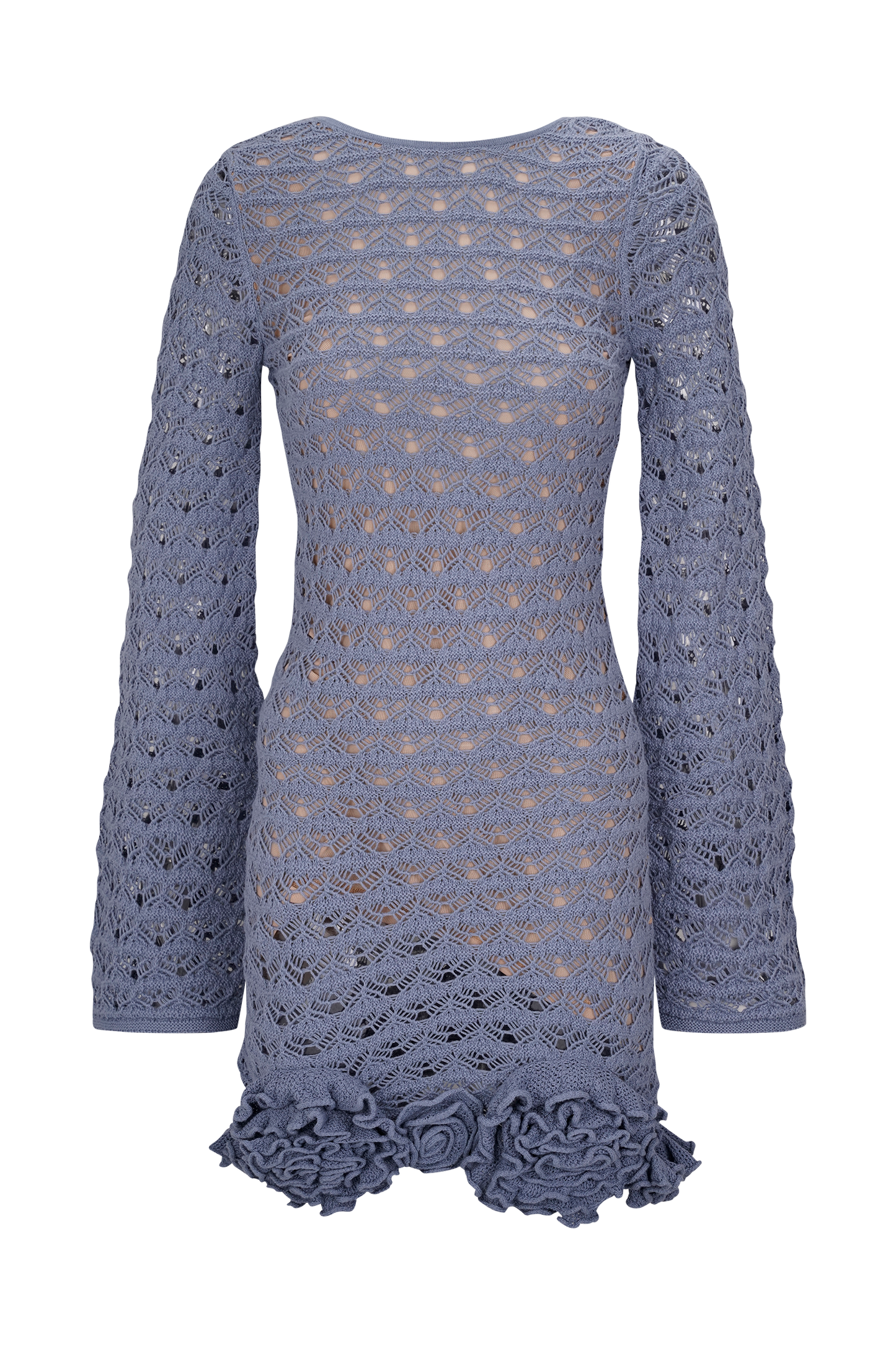 Mini-robe crochet à volants Aileen - Bleu acier