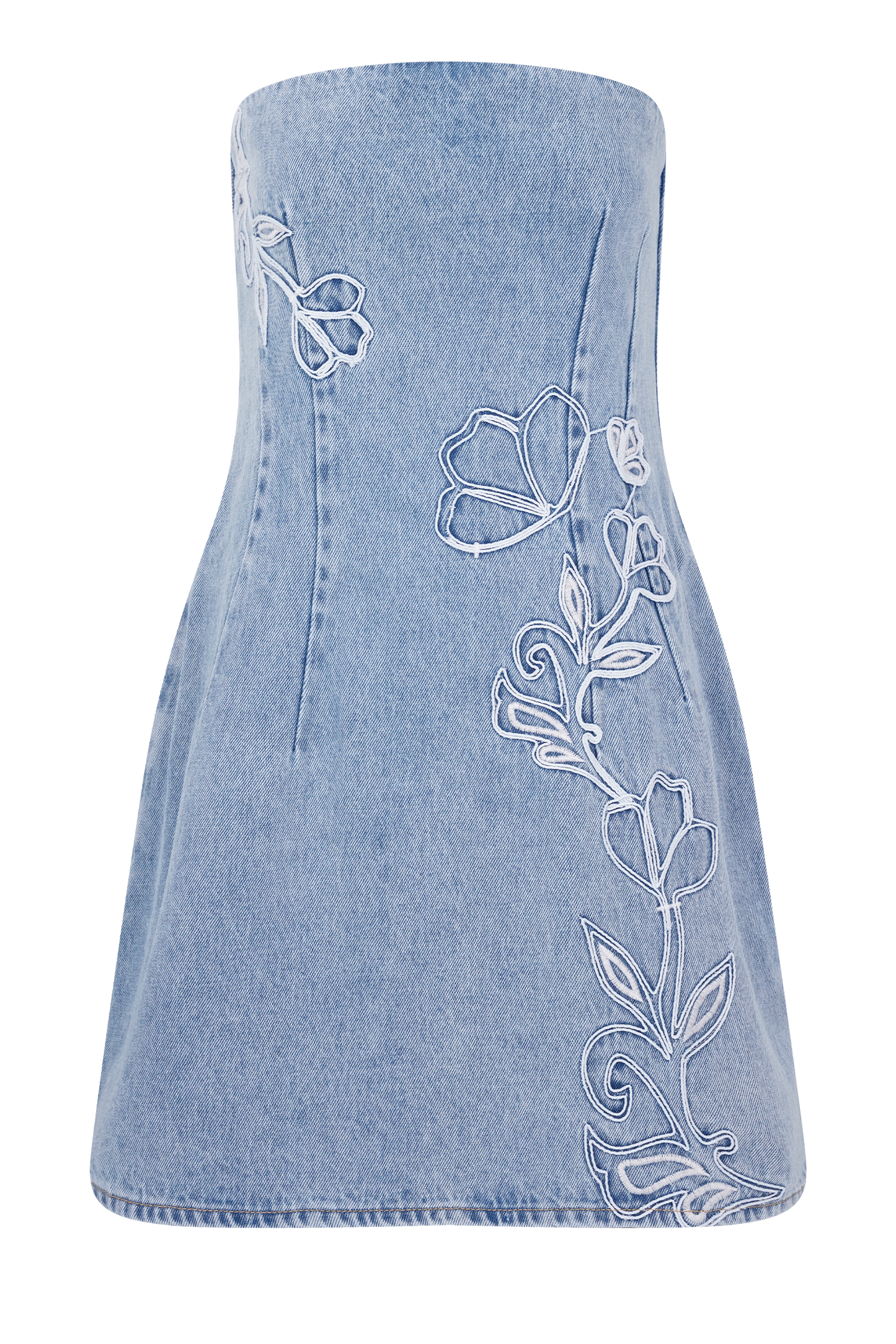 Mini-robe en jean brodée Akira - Bleu moyen
