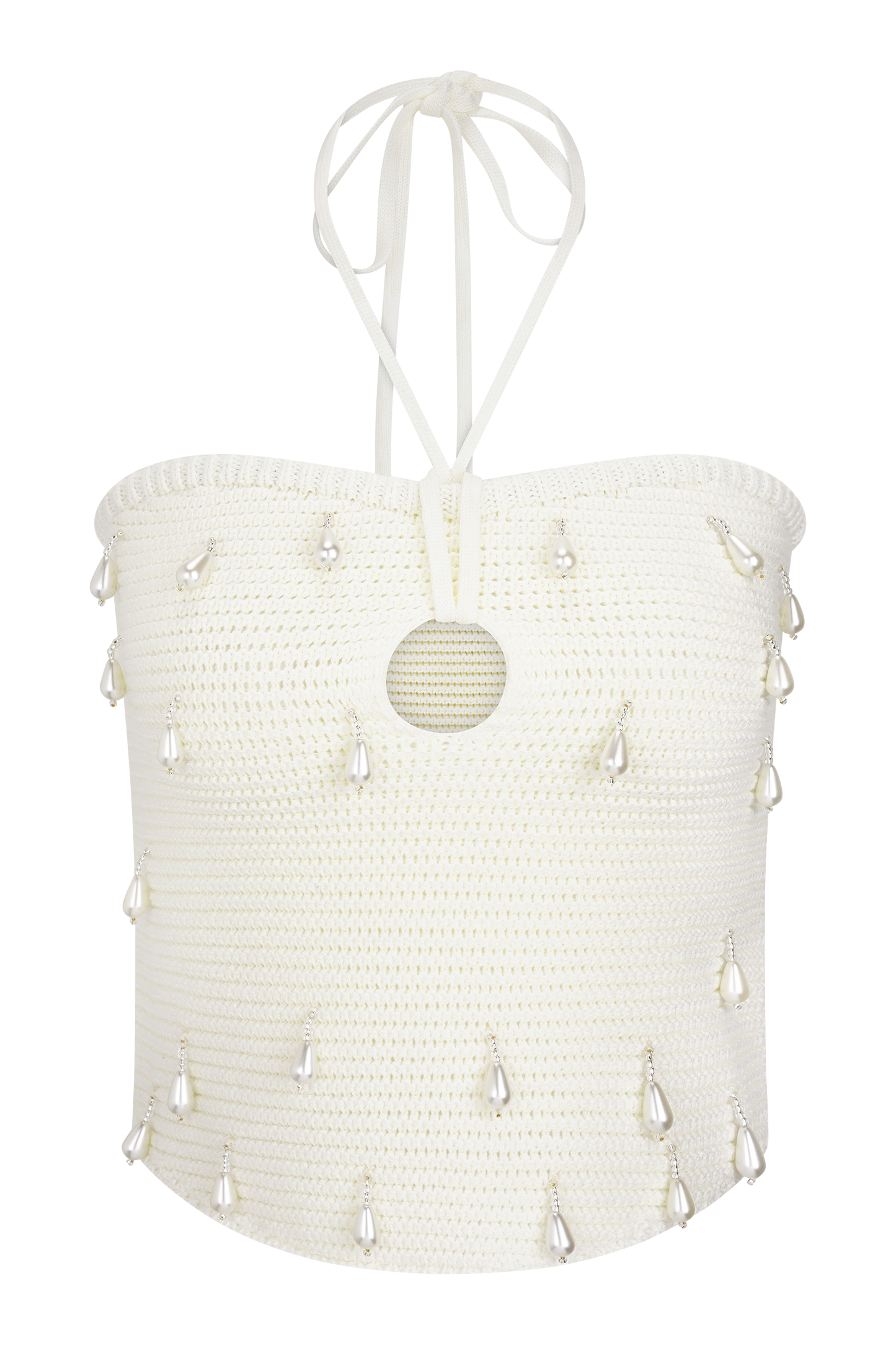 Halter en tricot perlé Aletta - Ivoire