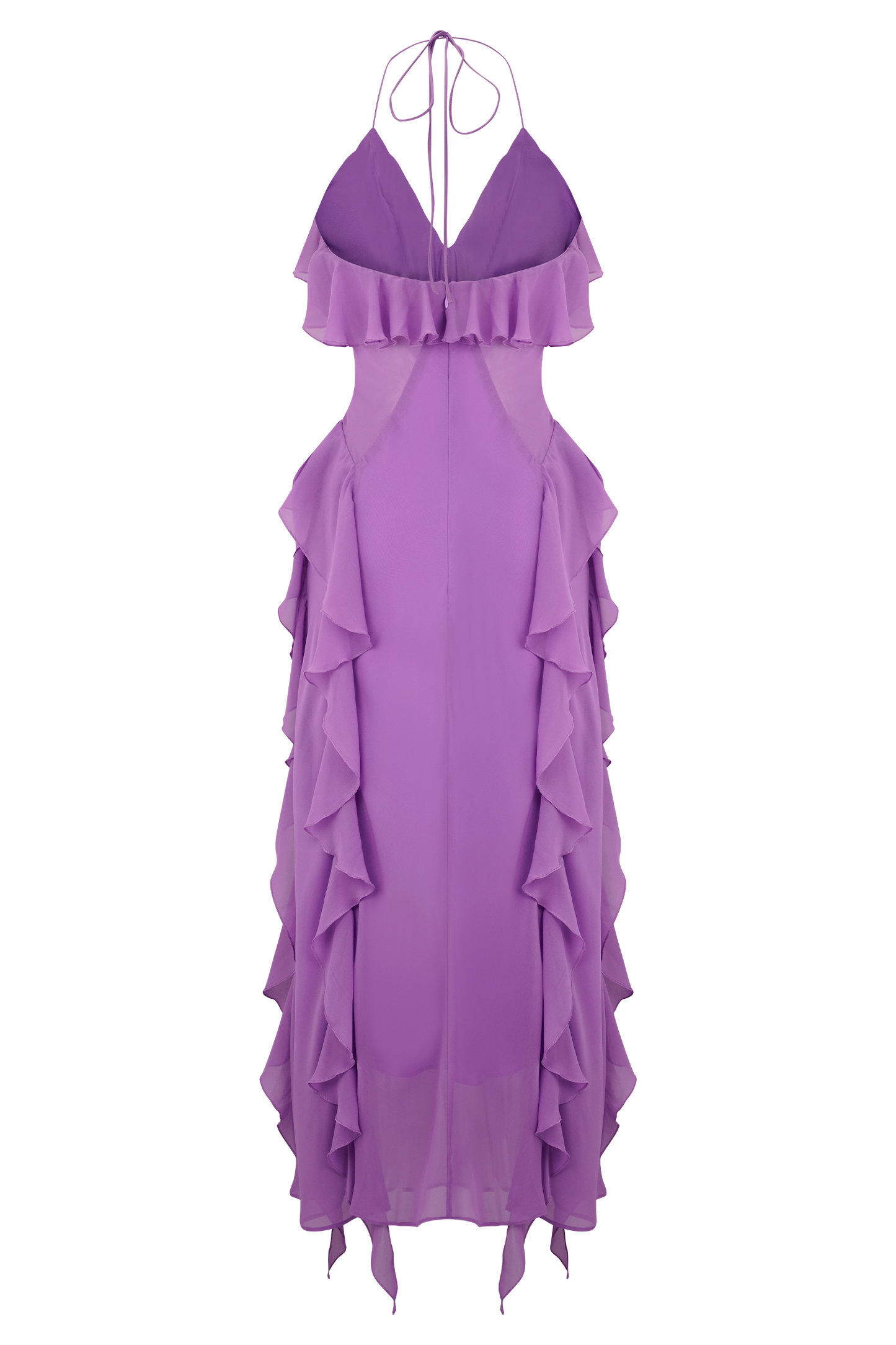 Robe midi en mousseline de soie à volants Aleyna - Violette