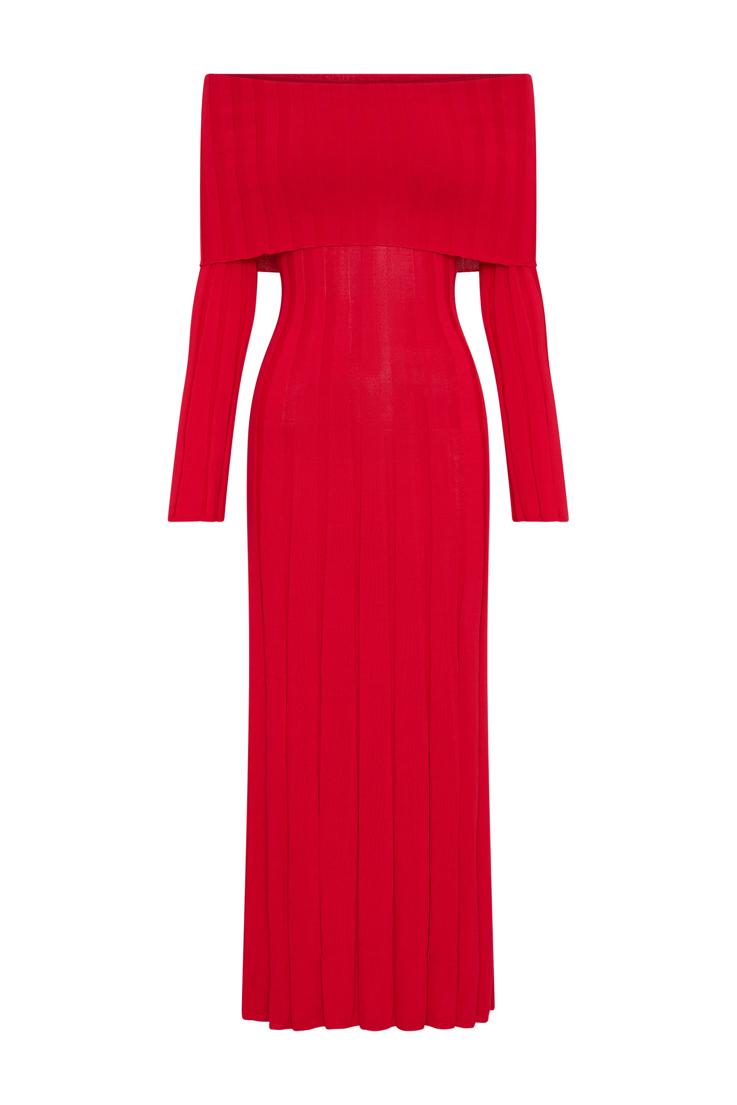 Robe mi-longue en jersey à manches longues Alonza - Rouge
