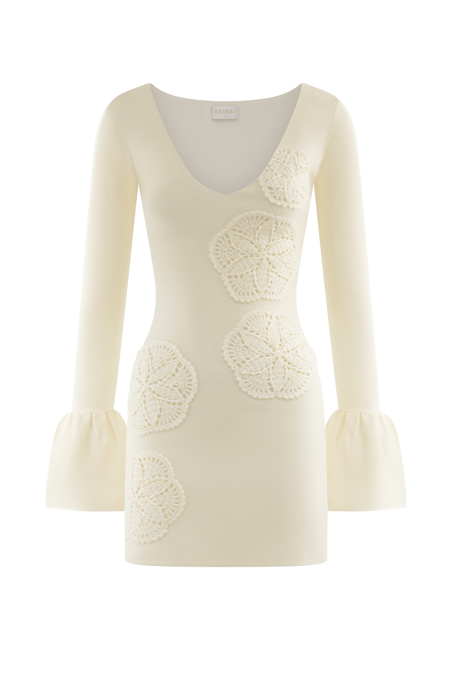 Mini-robe en tricot crochet Amari - Ivoire