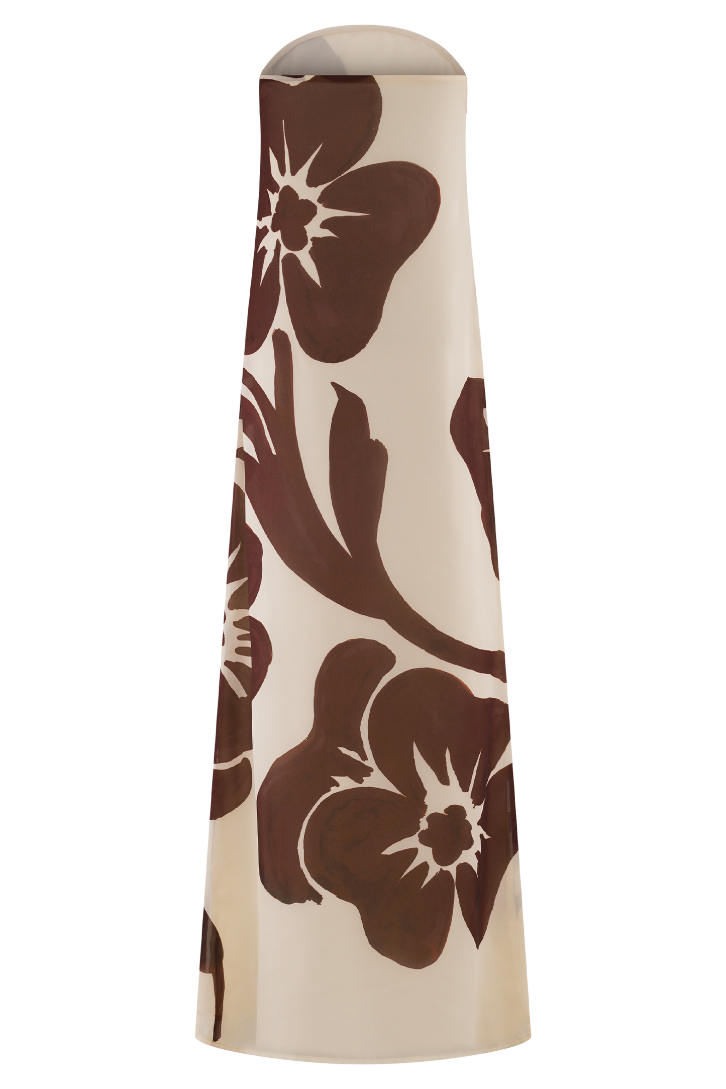 Robe Maxi en Chiffon sans Bretelles Amaya - Imprimé Fleur Déco Brun