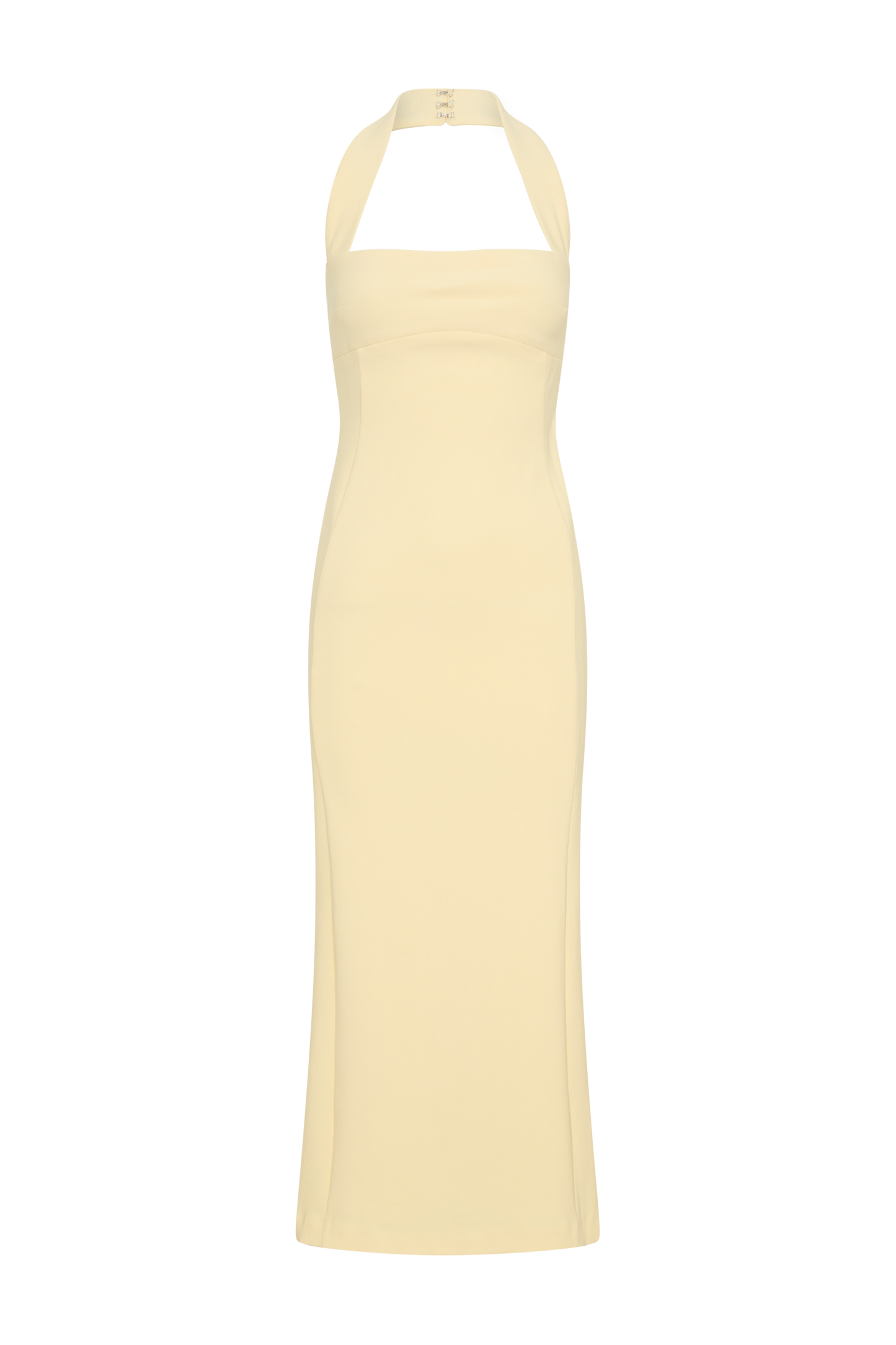 Amelita Robe Midi Croisée à Manches Bouffantes - Jaune Pale