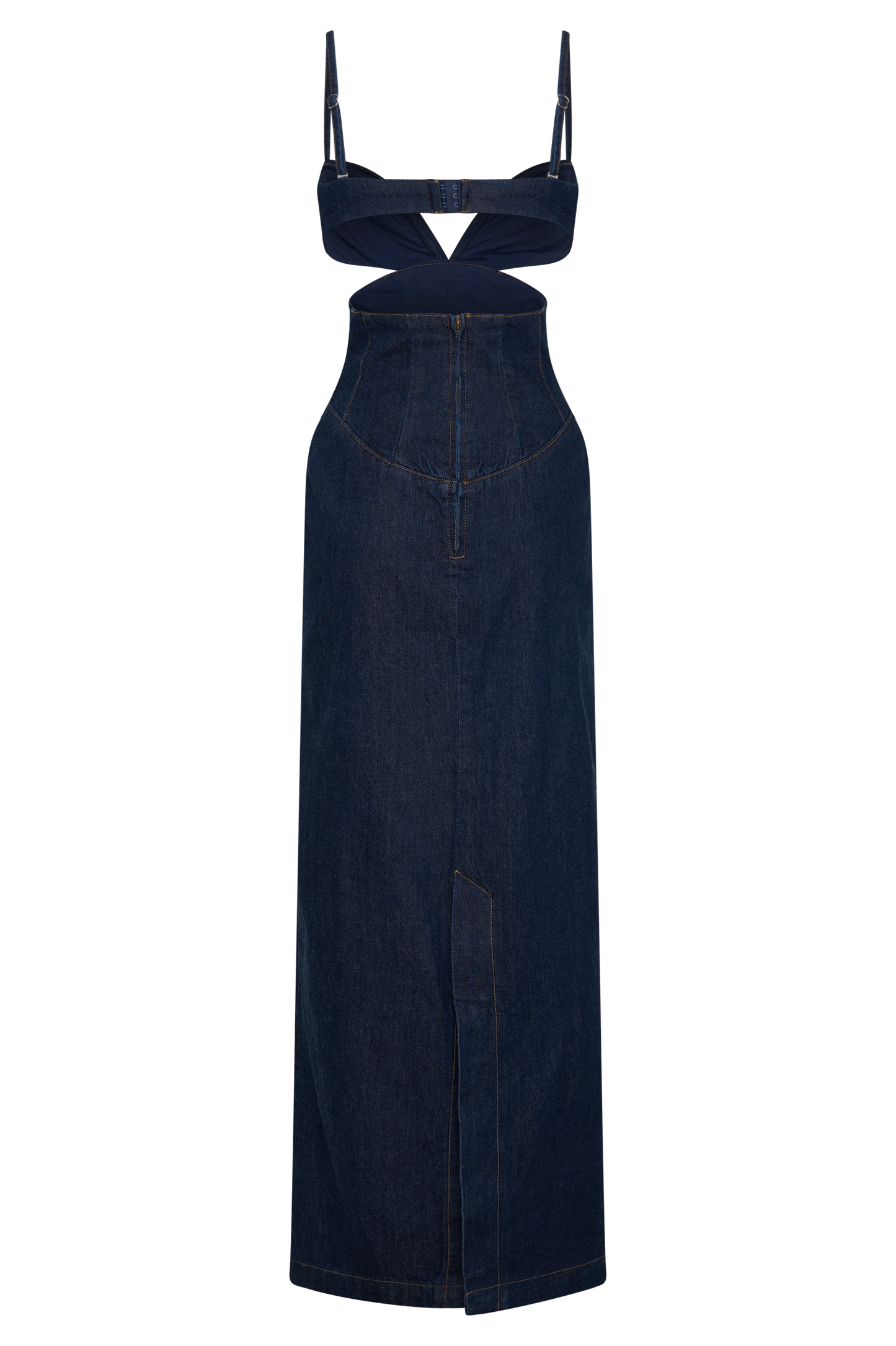 Amila Robe Maxi en Jean à Manches Bouffantes - Bleu Indigo