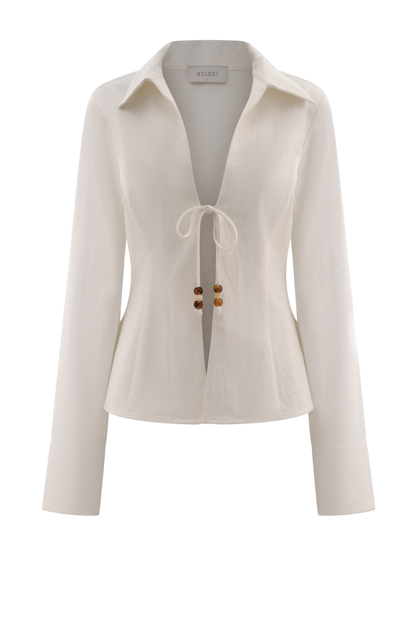Chemise à col en coton avec perles Annalee - Blanc