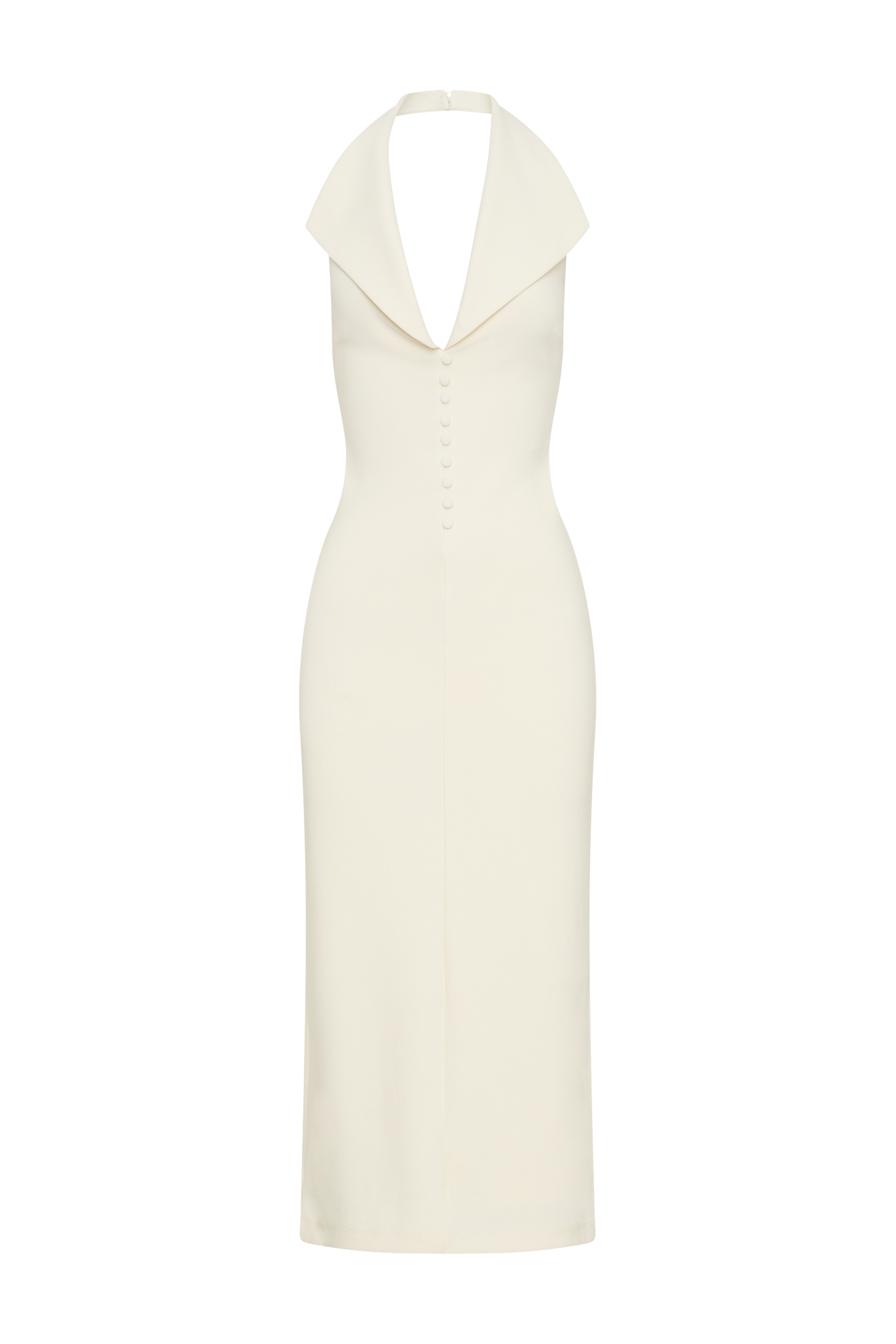 Robe midi en crêpe à col halter Annita - Ivoire