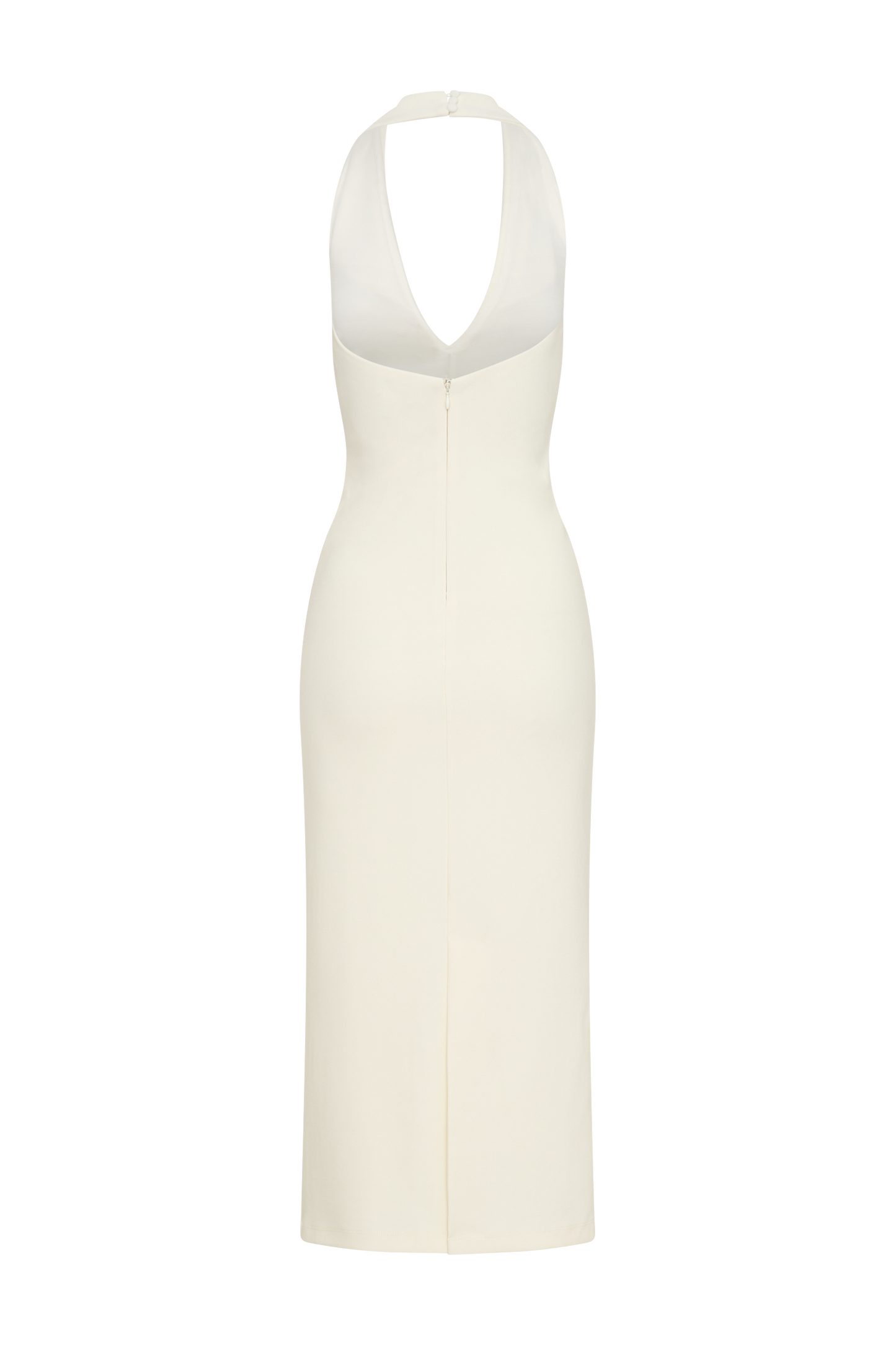 Robe midi en crêpe à col halter Annita - Ivoire