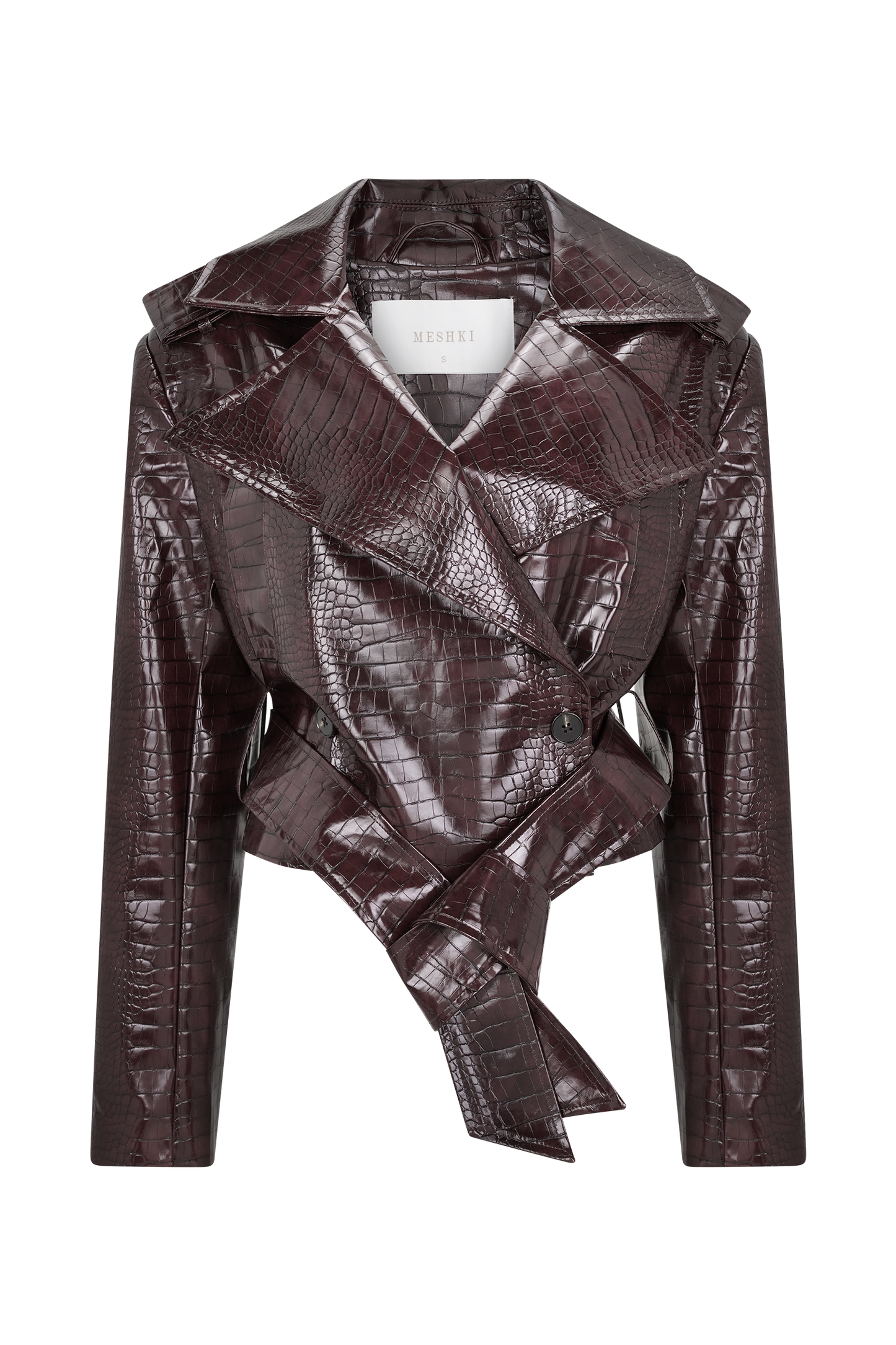 Veste courte en simili cuir effet croco Archie - Bourgogne