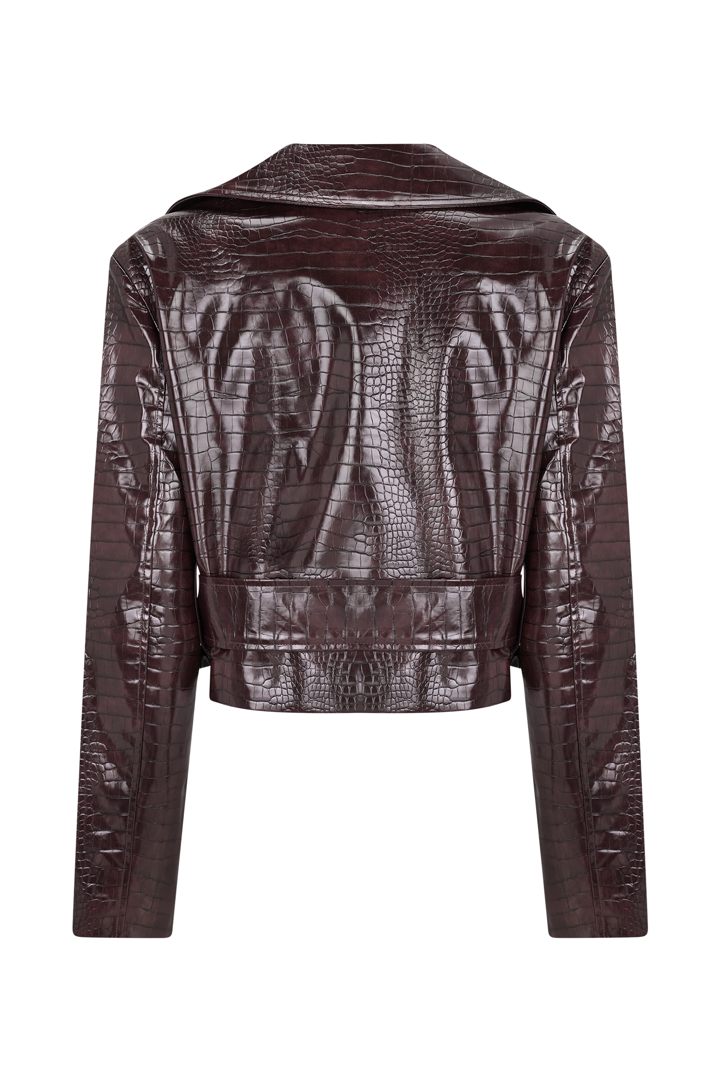 Veste courte en simili cuir effet croco Archie - Bourgogne