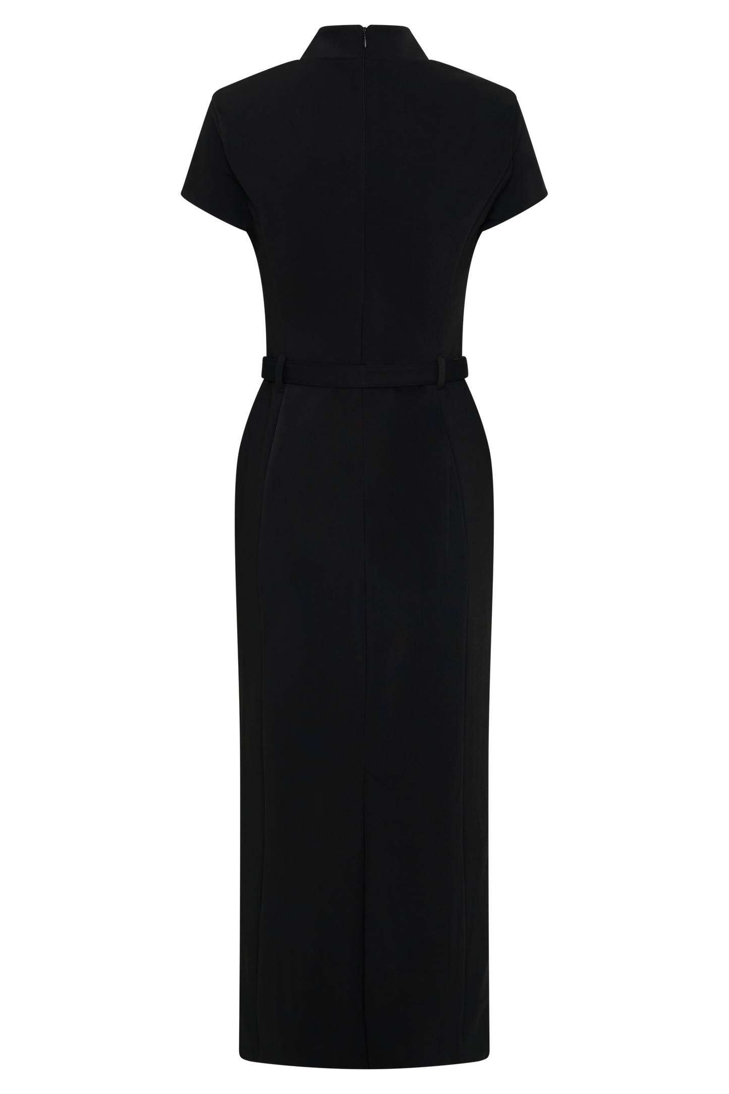 Robe midi en crêpe à manches courtes Arwyn - Noir
