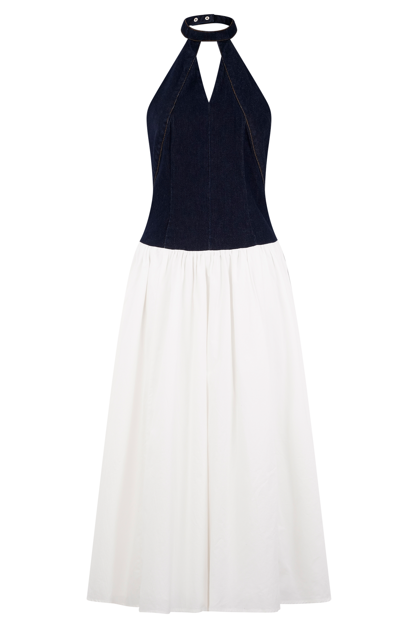 Robe midi en coton denim Ashwin - Bleu indigo