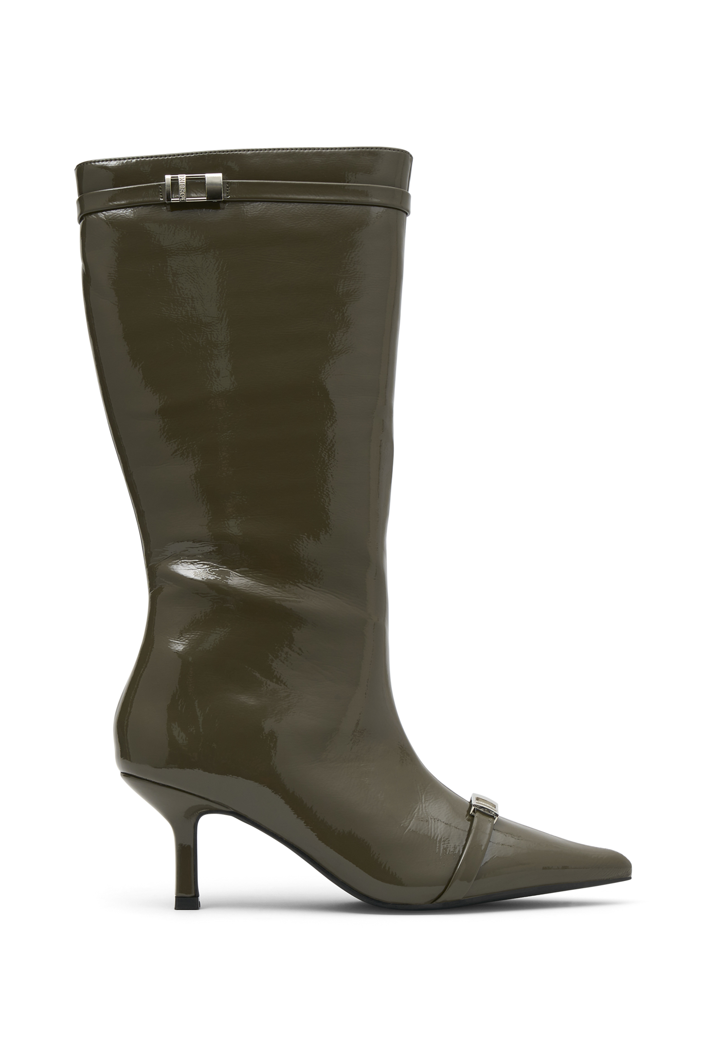 Botte à boucle en simili cuir verni Astra - Khaki