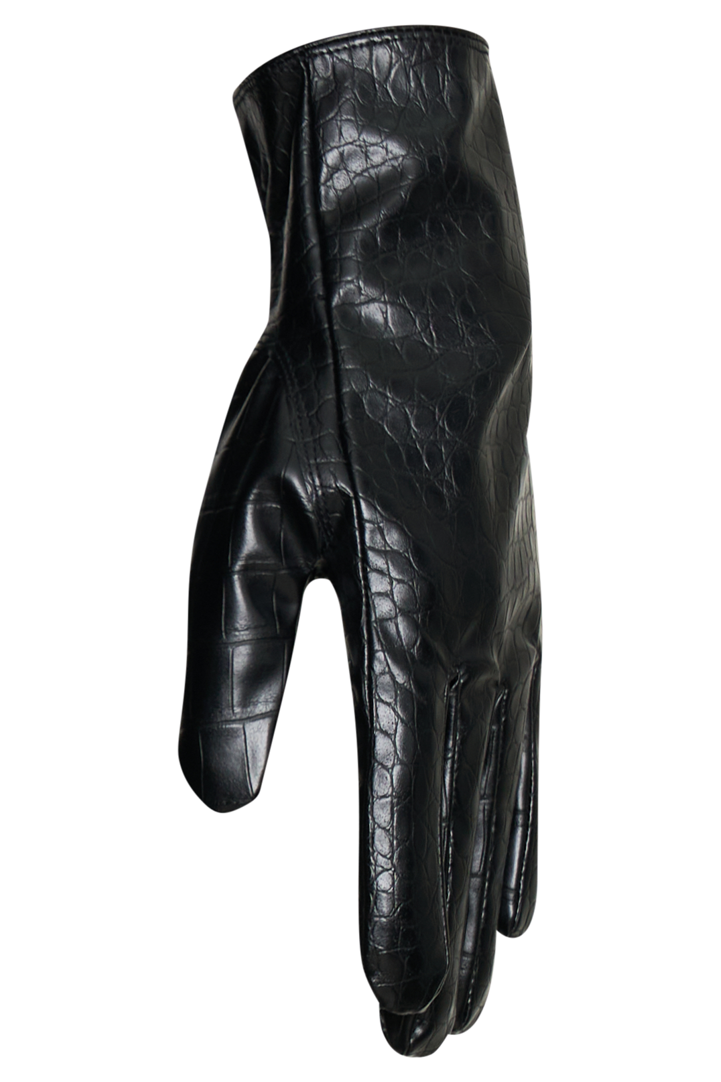 Atlas Gants en simili cuir croco - Noir