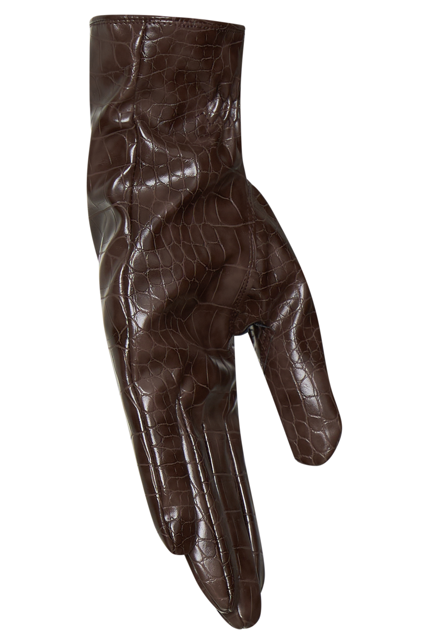 Gants en simili cuir croco Atlas - Chocolat