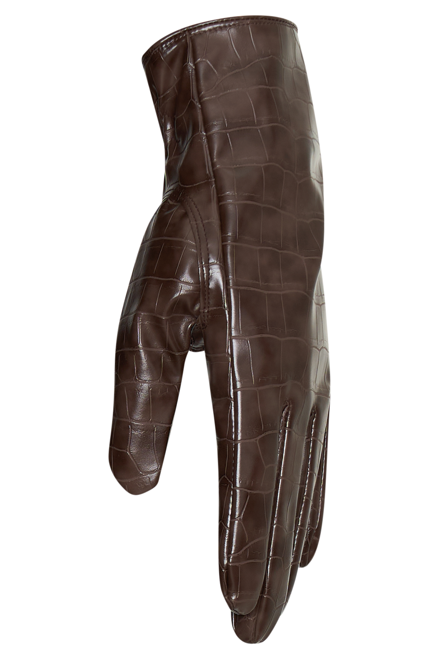 Gants en simili cuir croco Atlas - Chocolat