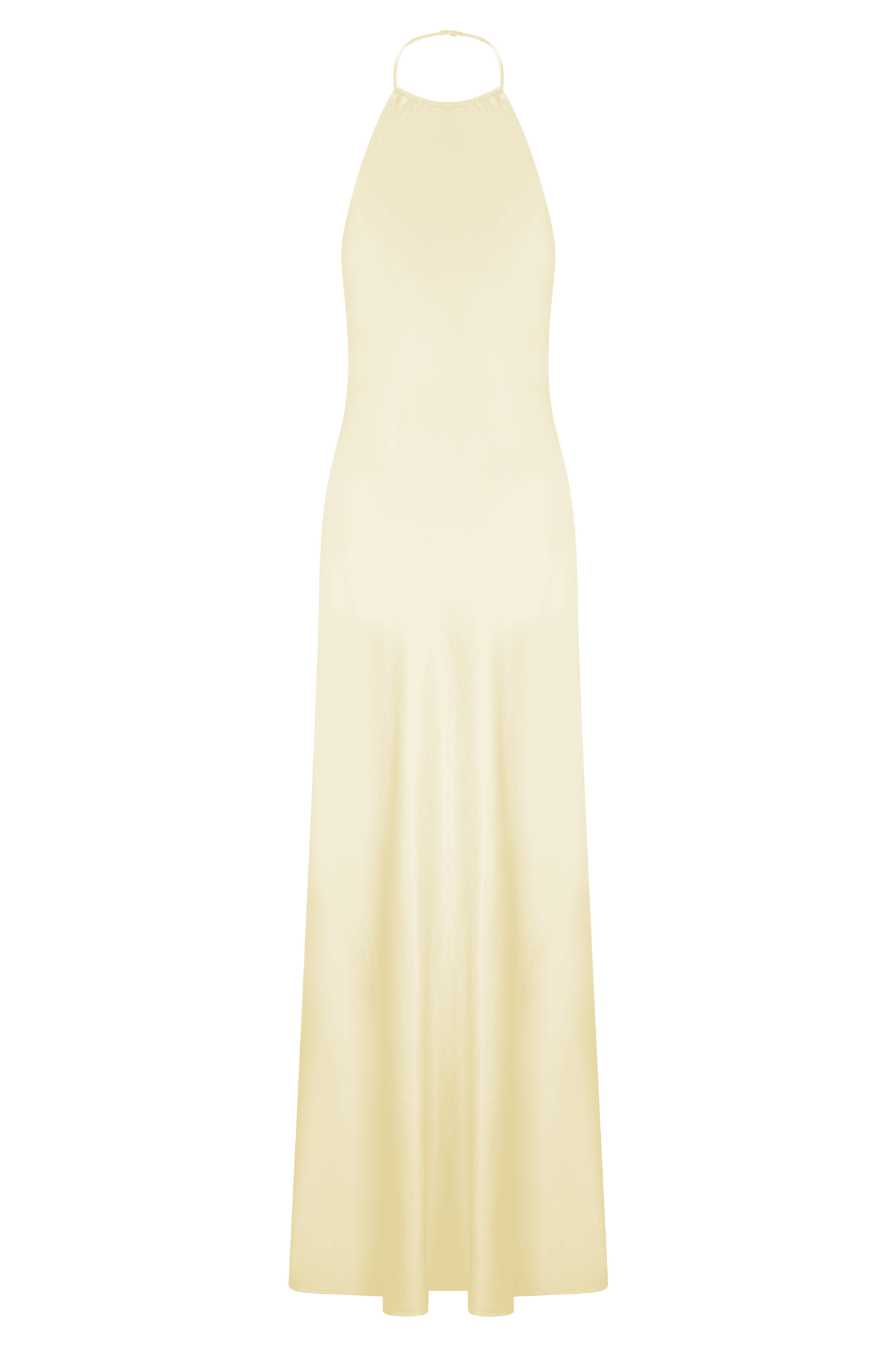 Robe longue satinée à col montant Bella - Citron