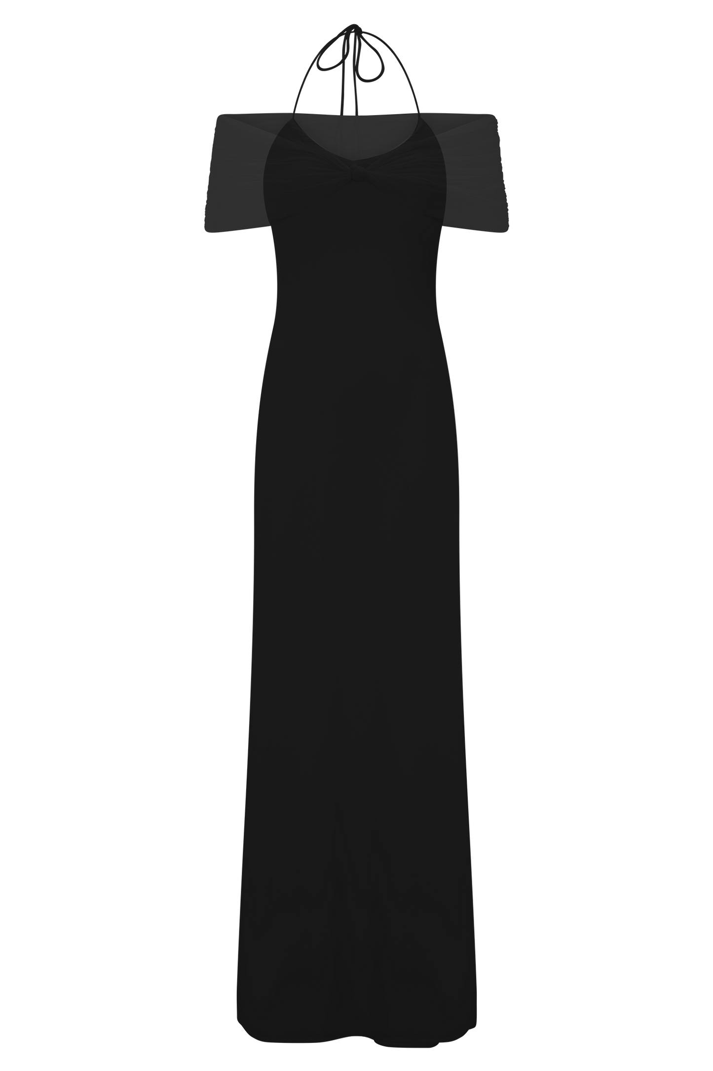 Bernadina Robe Maxi Halter en Maille et Tissu Élastique - Noir