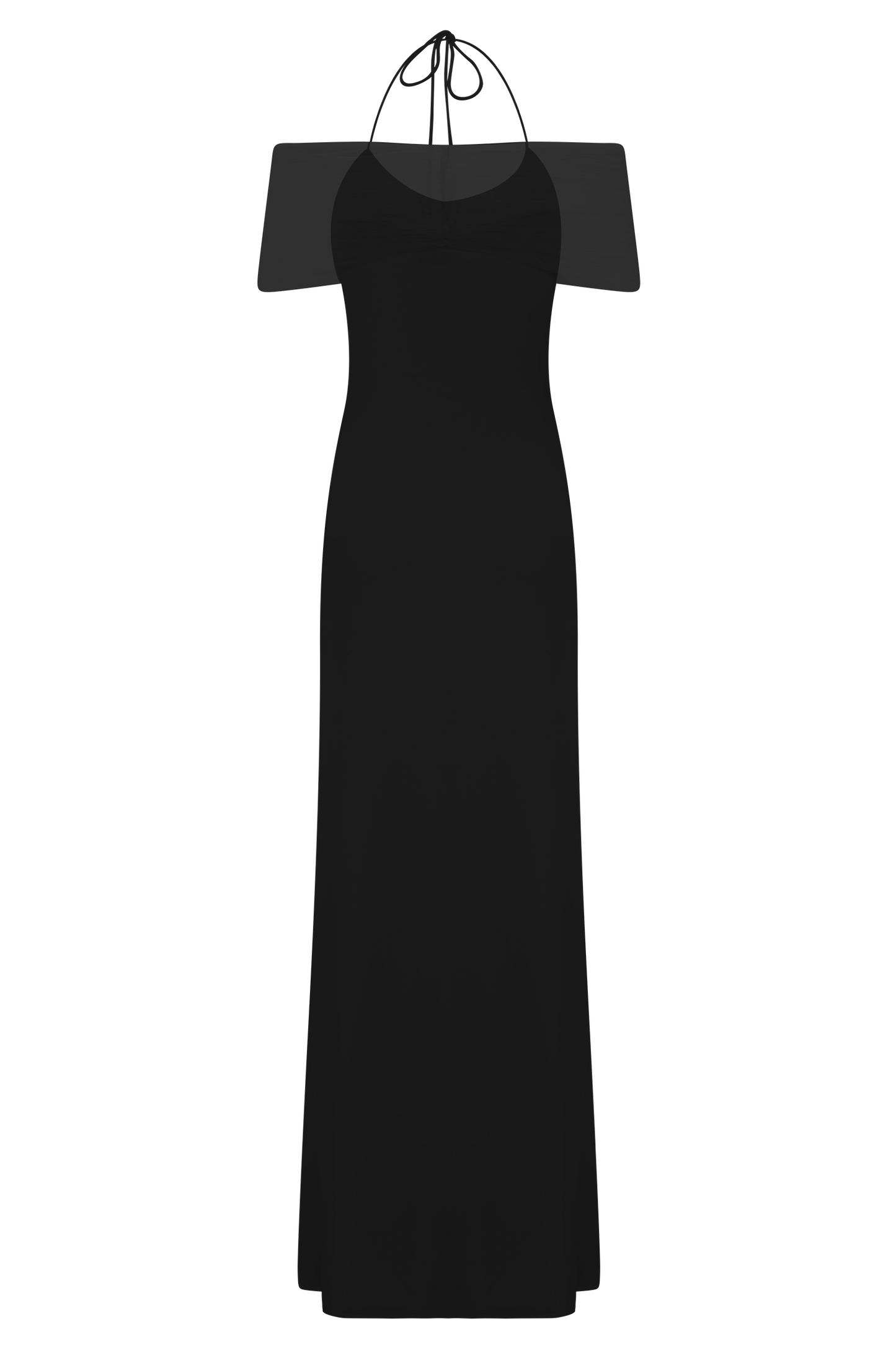 Bernadina Robe Maxi Halter en Maille et Tissu Élastique - Noir