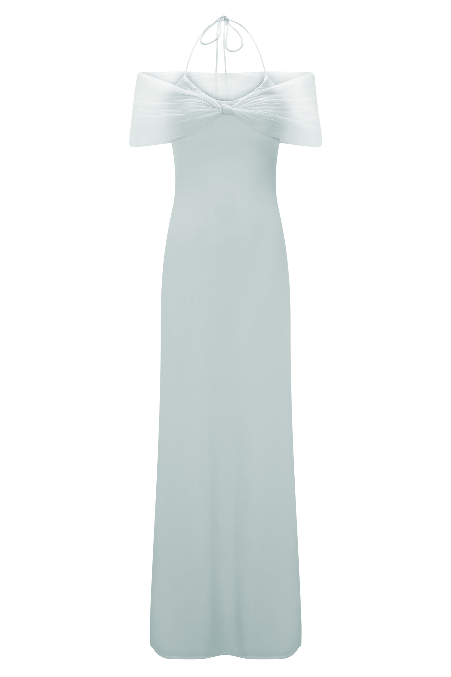 Bernadina Robe Maxi Halter en Maille et Tissu Élastique - Bleu Clair
