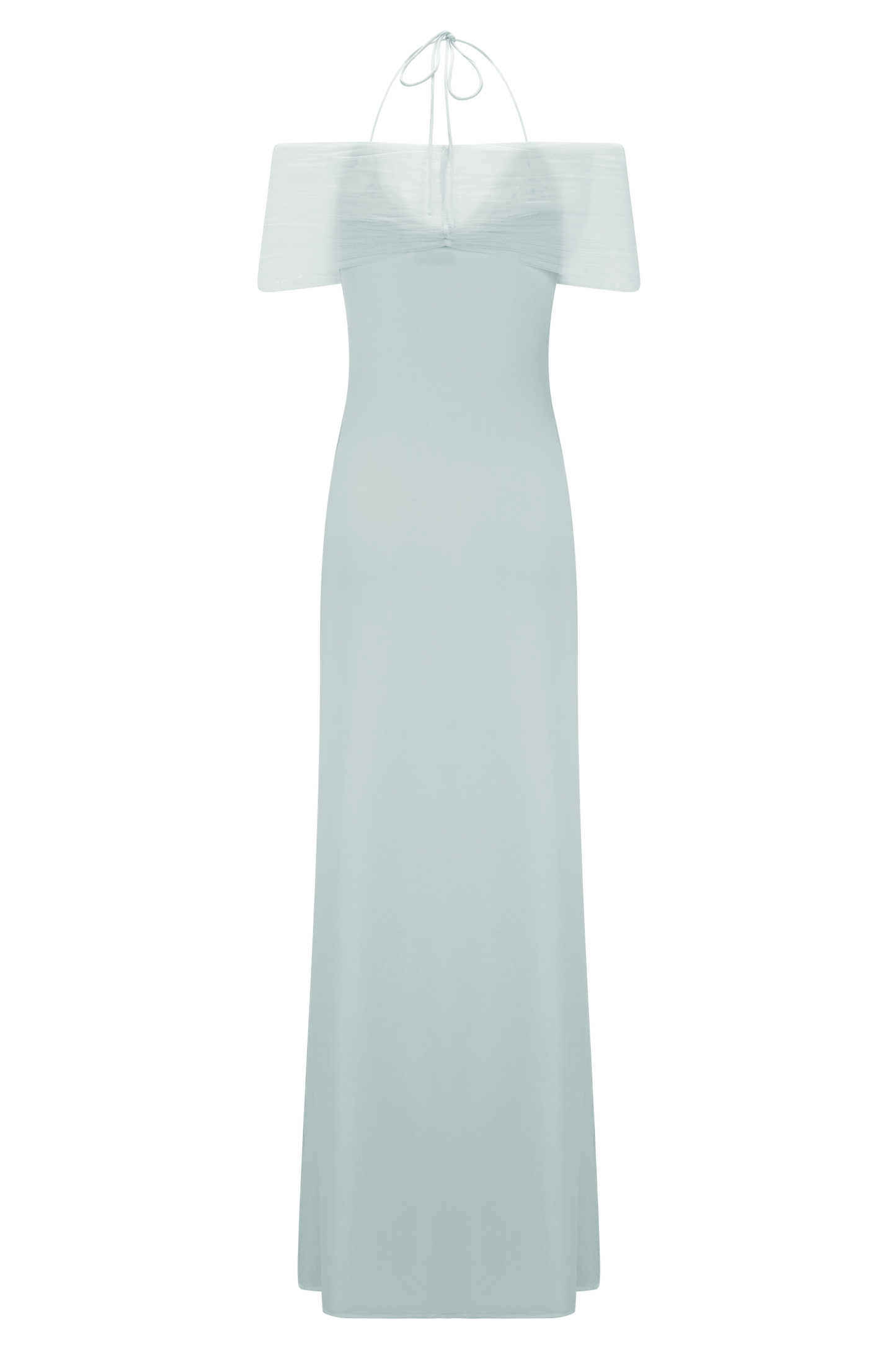 Bernadina Robe Maxi Halter en Maille et Tissu Élastique - Bleu Clair