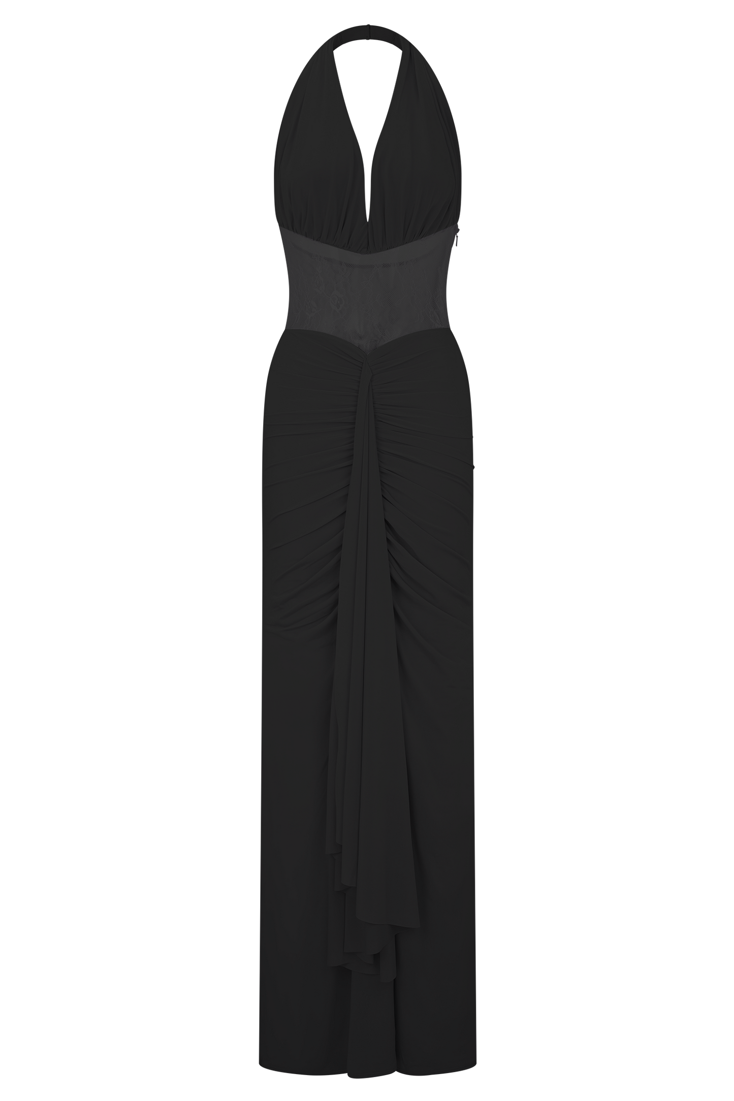 Robe Maxi Bonnie en Mousseline et Dentelle - Noir