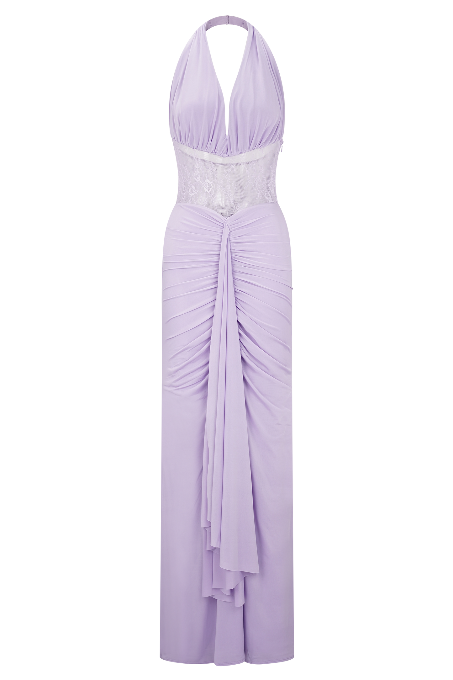Bonnie Robe Maxi en Mousseline et Dentelle - Lilas