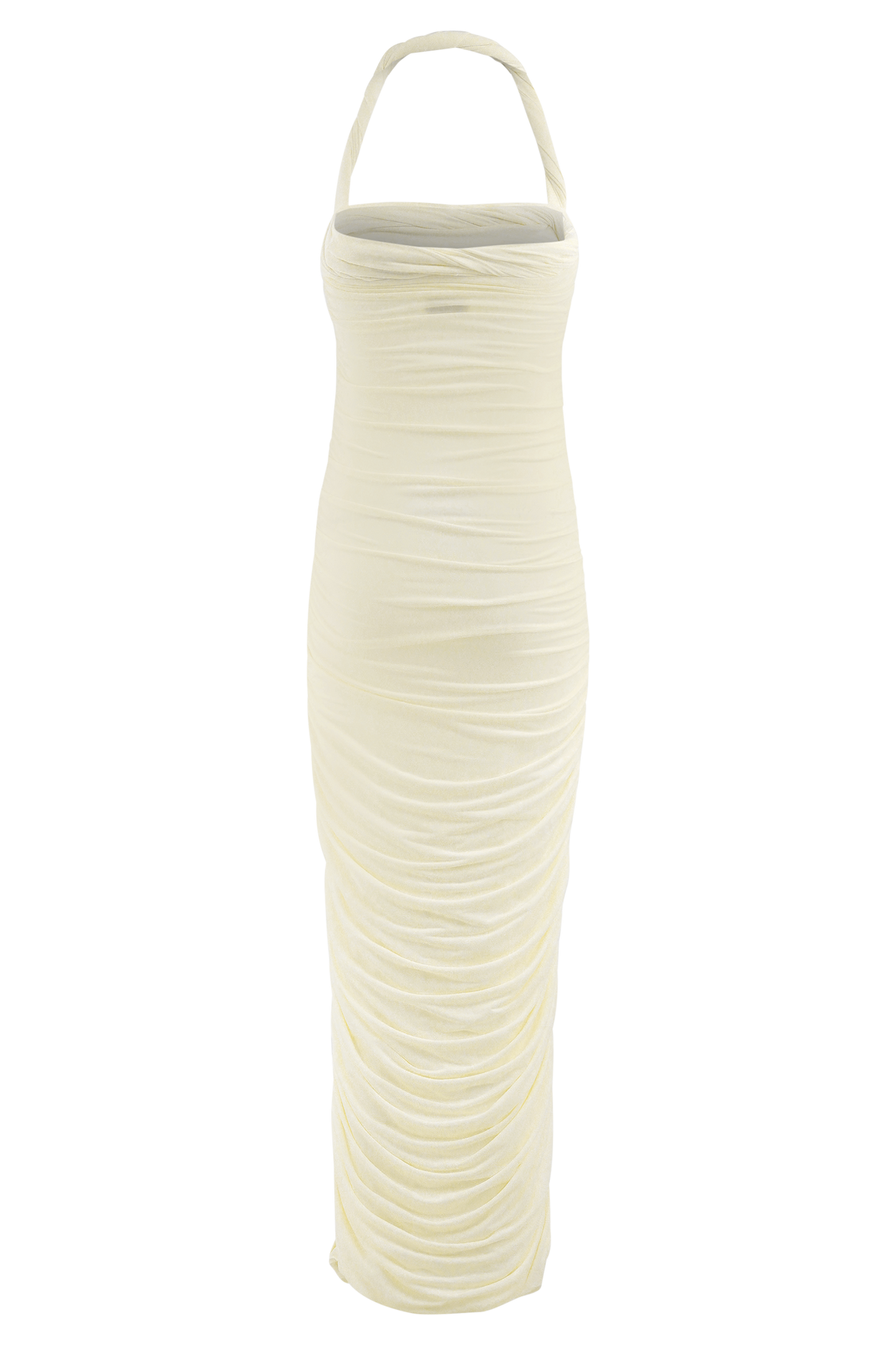 Robe midi à col montant et plis Camila - Ivoire