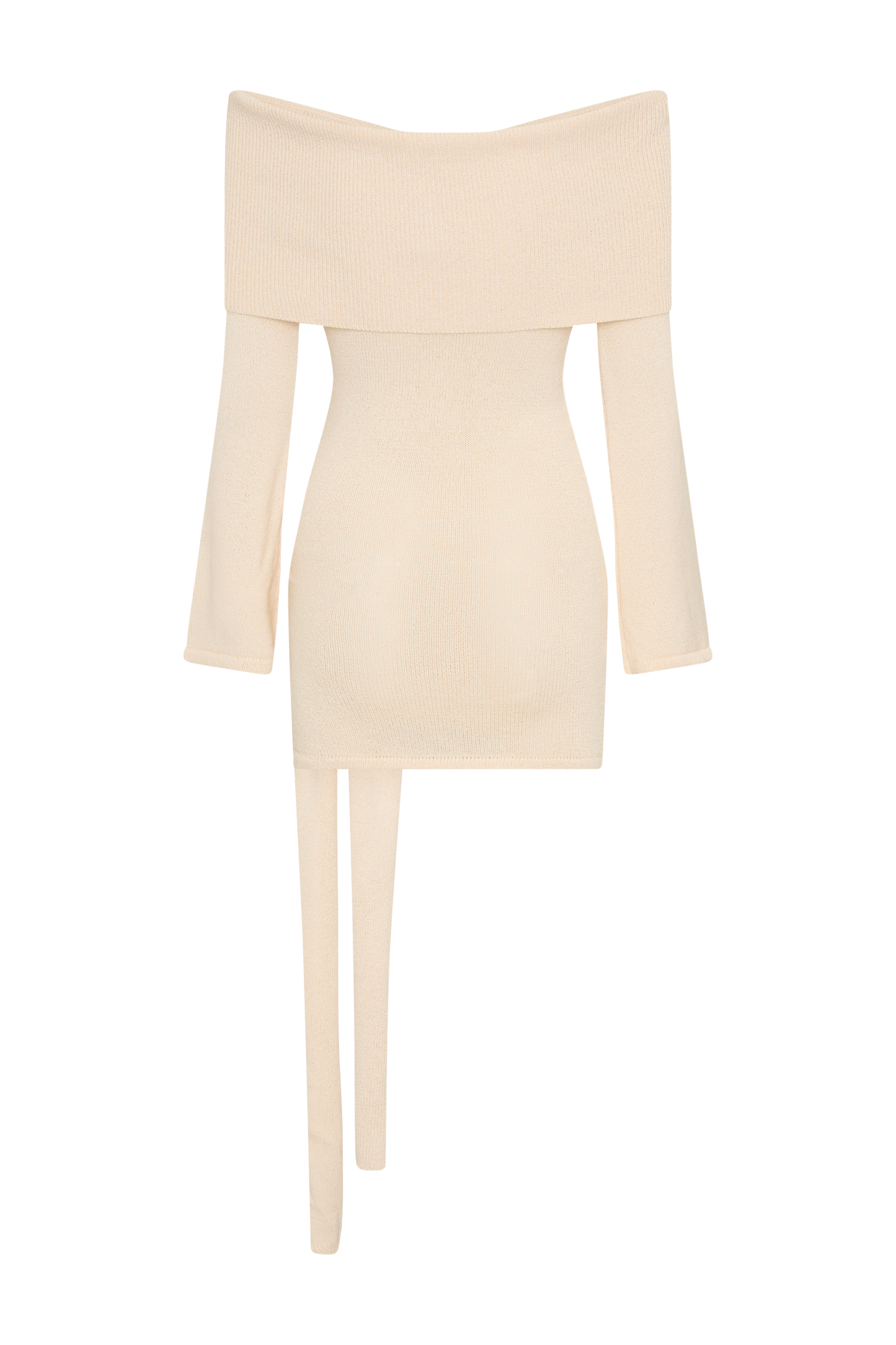 Mini-robe en tricot à nouer avec épaules dénudées Camryn - Crème Marle