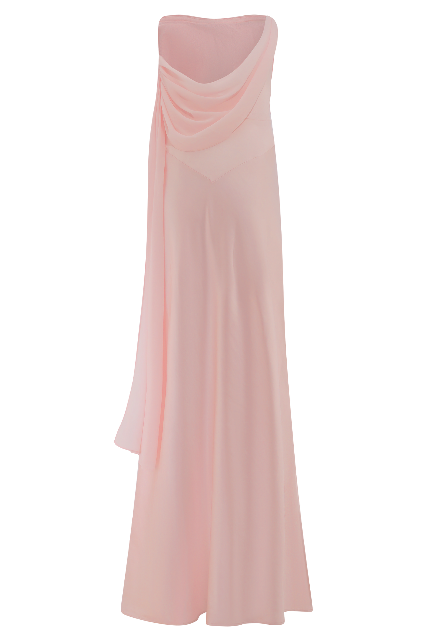 Robe Maxi Carah en Satin et Chiffon - Rose Pâle