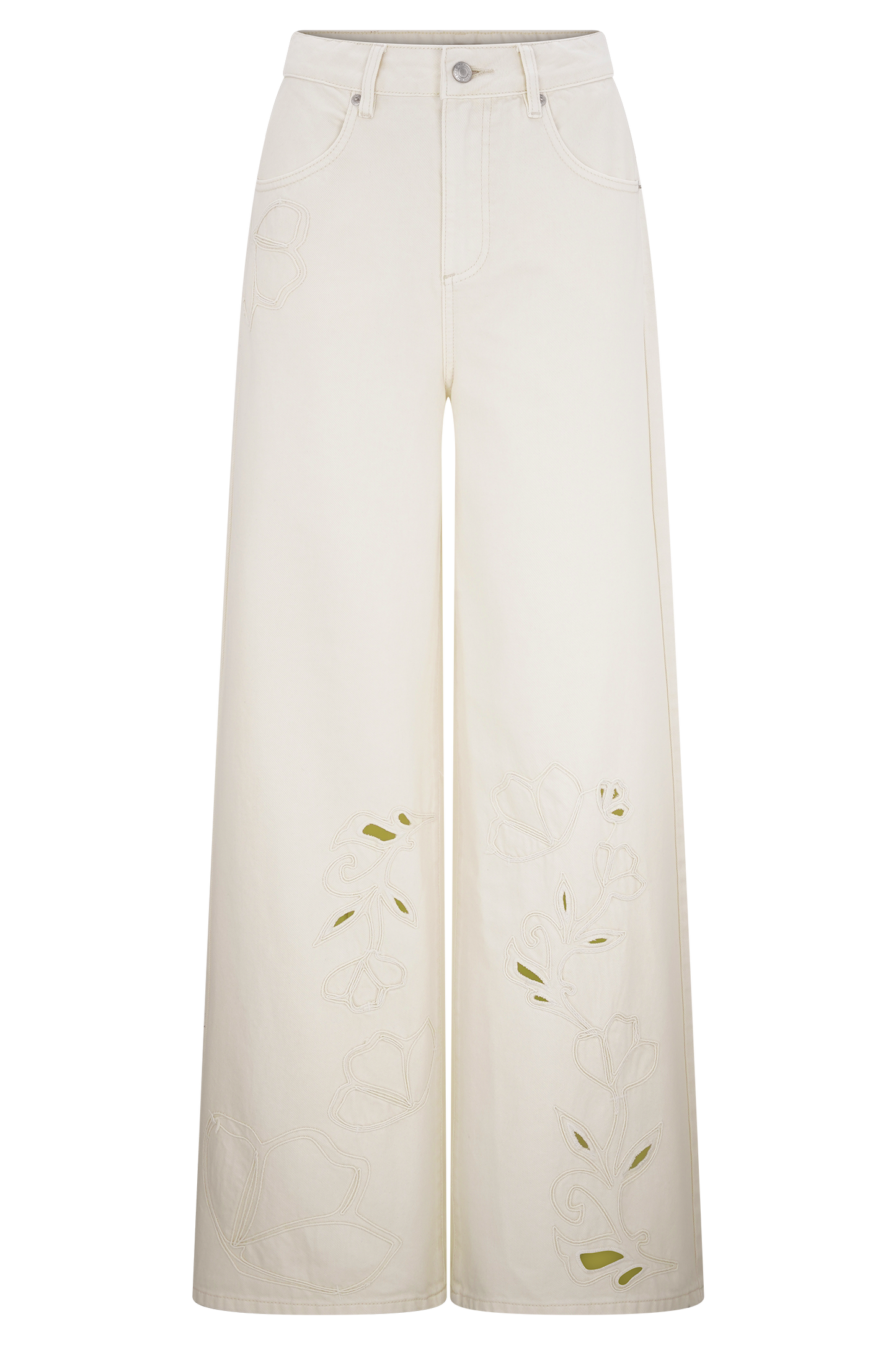 Jeans brodés Carmella - Ecru