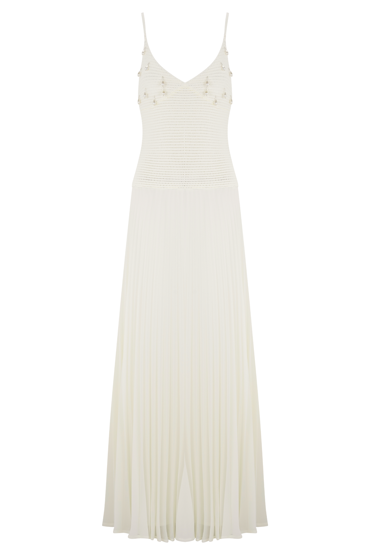 Robe Maxi Perle Croche Catherine - Blanche