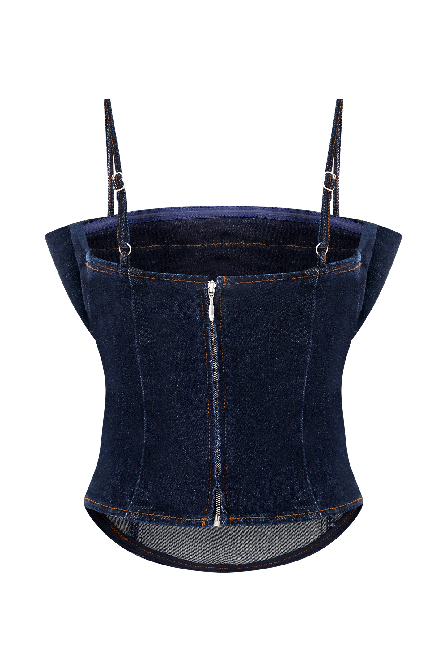 Corset en jean à volants Cecilia - Bleu indigo