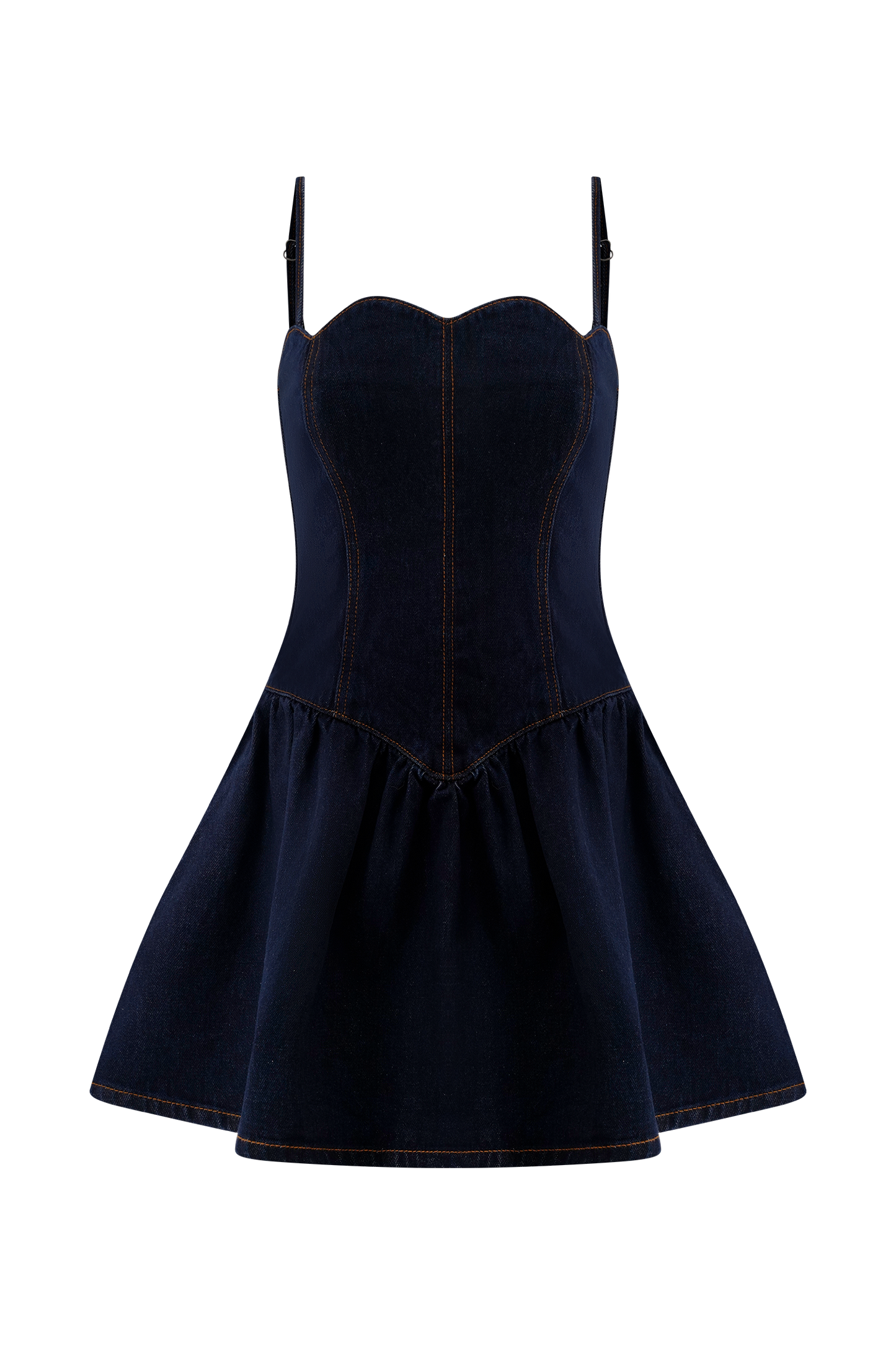 Mini-robe en jean à volants Cheyenne - Bleu indigo
