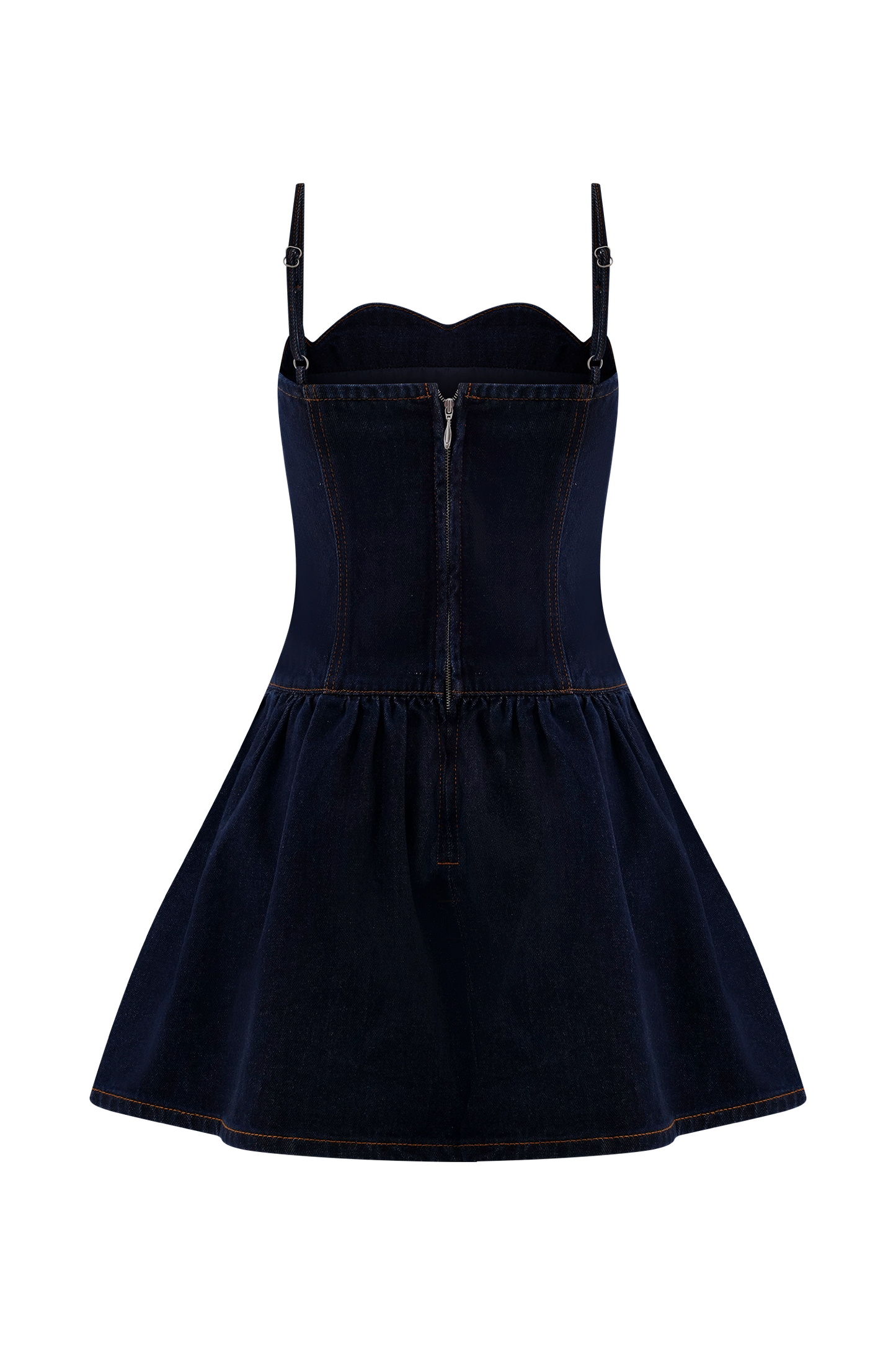 Mini-robe en jean à volants Cheyenne - Bleu indigo