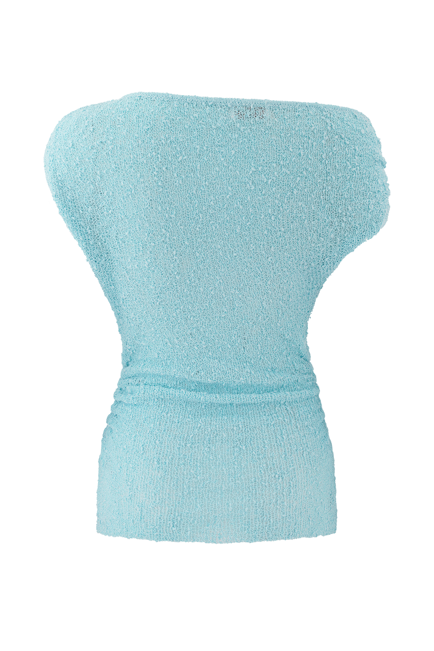 Top en tricot bouclé à épaules dénudées Chloe - Bleu clair